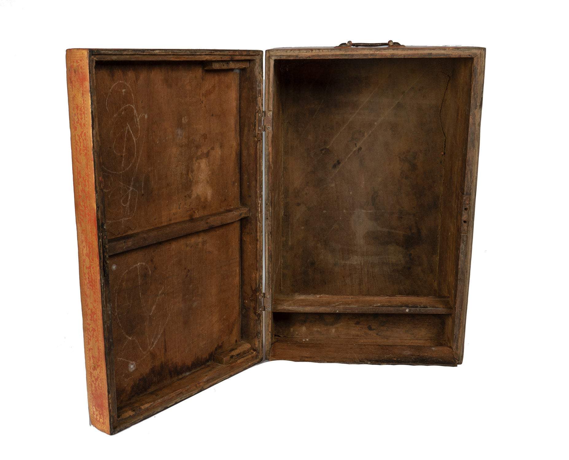 Antique XIXe siècle birmane Lacquerware Sadaik ou Manuscript Box-38cm / 15 "