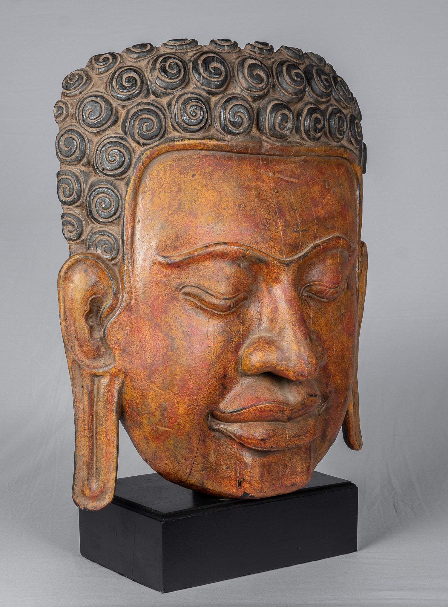 Bouddha - antique khmer style Asie du Sud - est en bois illuminé Bouddha - 70cm / 28 "