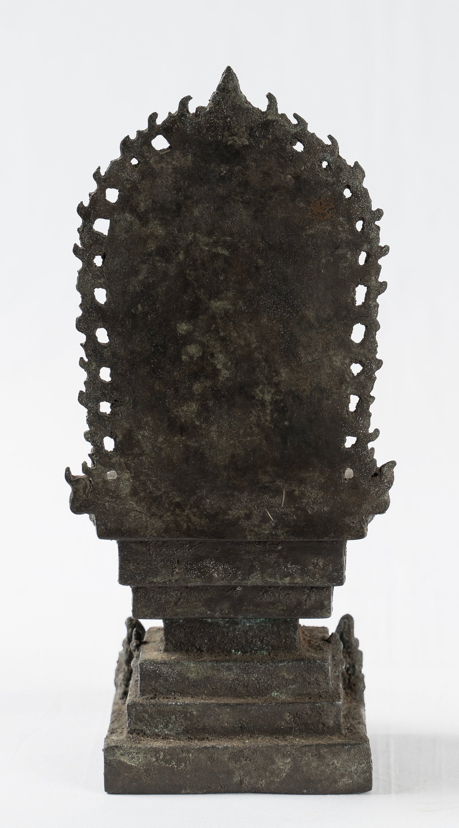 Antique in stile indonesiano seduto in bronzo giavanese Amitabha Buddha Statua - 22 cm/9 "