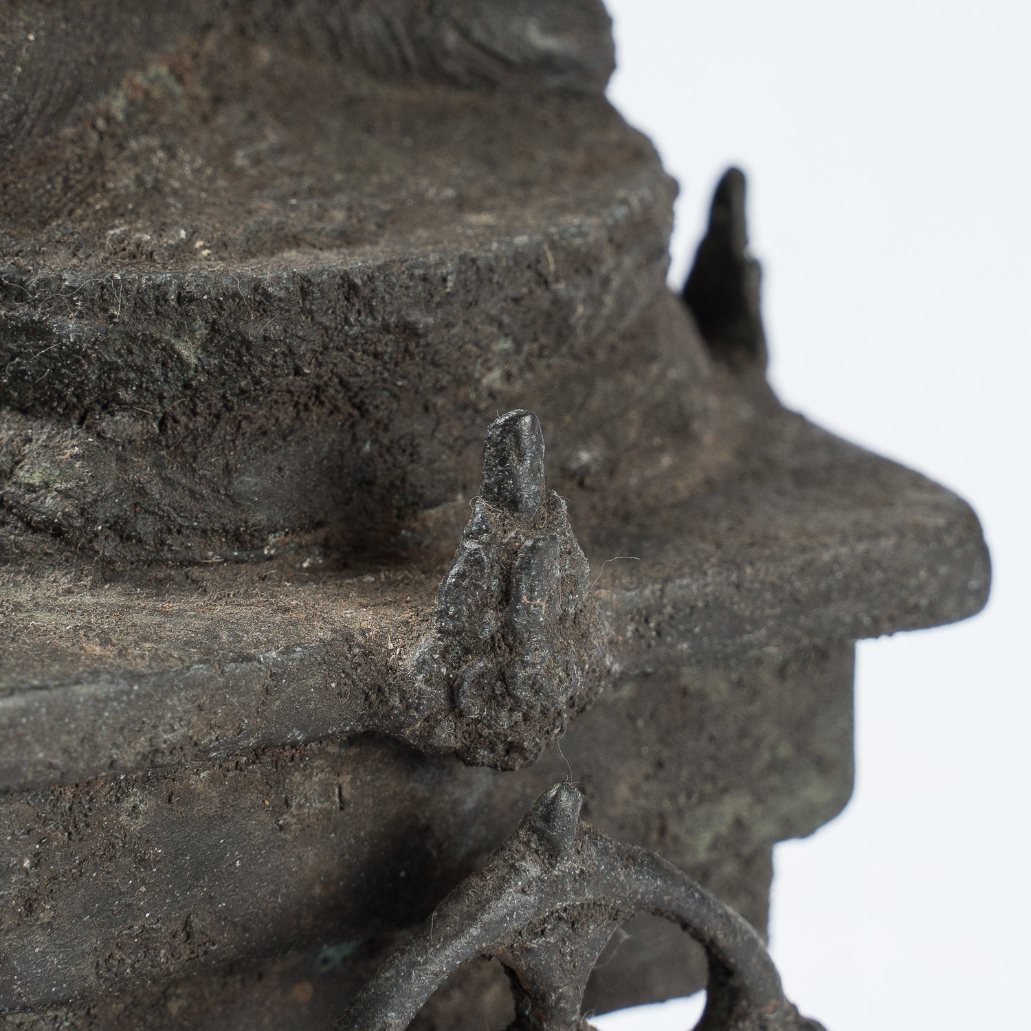 Antique in stile indonesiano seduto in bronzo giavanese Amitabha Buddha Statua - 22 cm/9 "