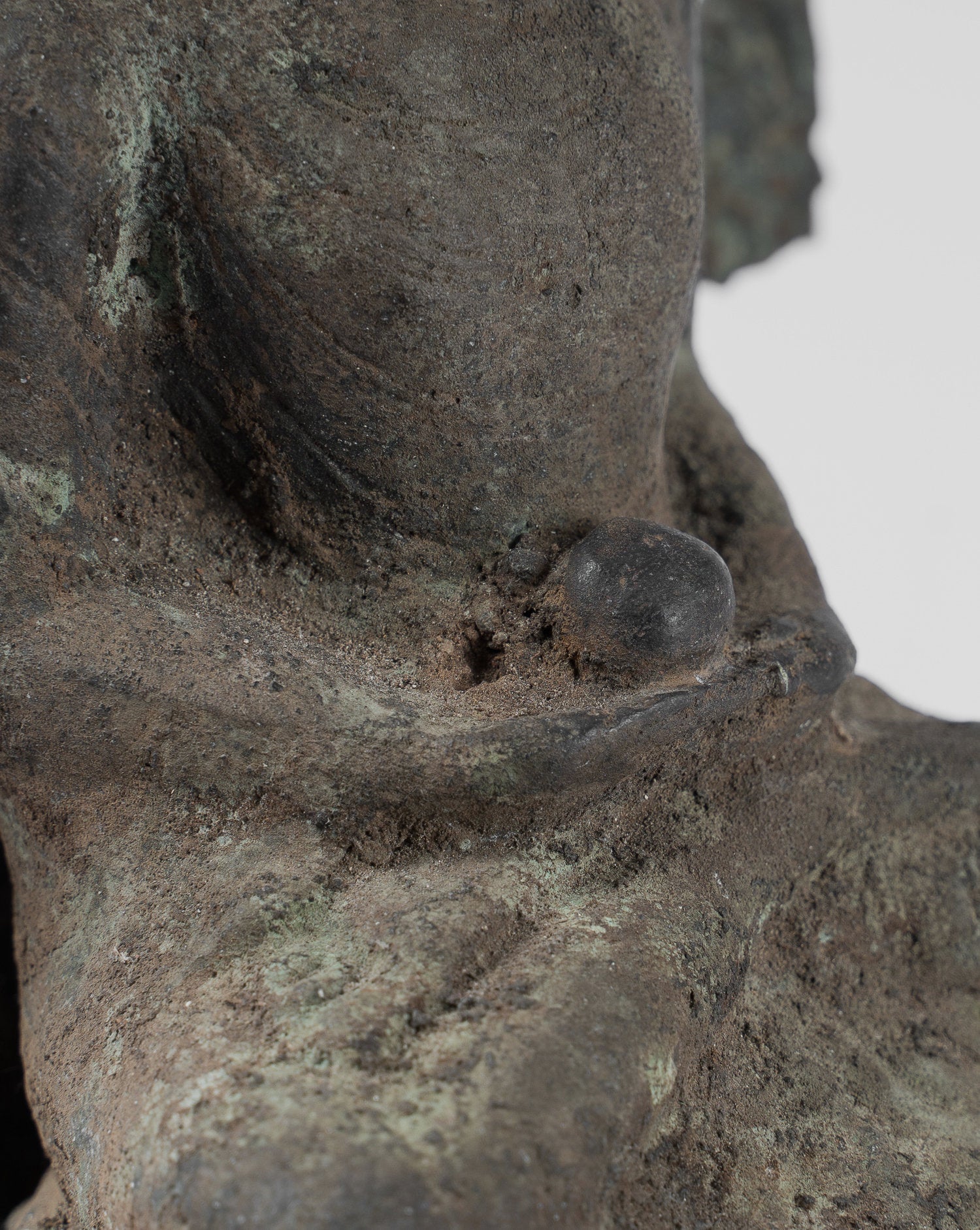 Antique in stile indonesiano seduto in bronzo giavanese Amitabha Buddha Statua - 23 cm/9 "