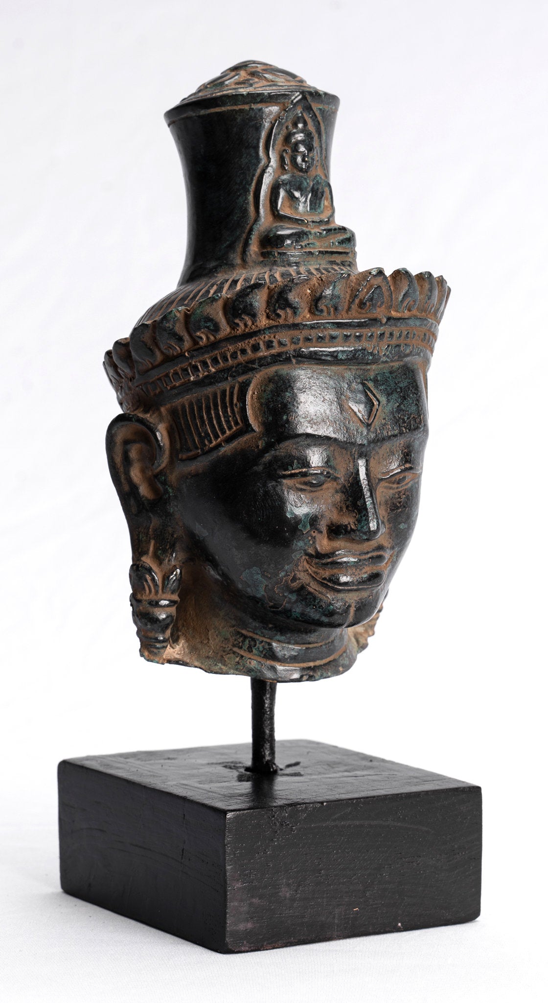 Statue Lokeshvara - Antique Khmer in stile Bronzo Bayon Montata in stile Lokeshvara - 22 cm/9 "