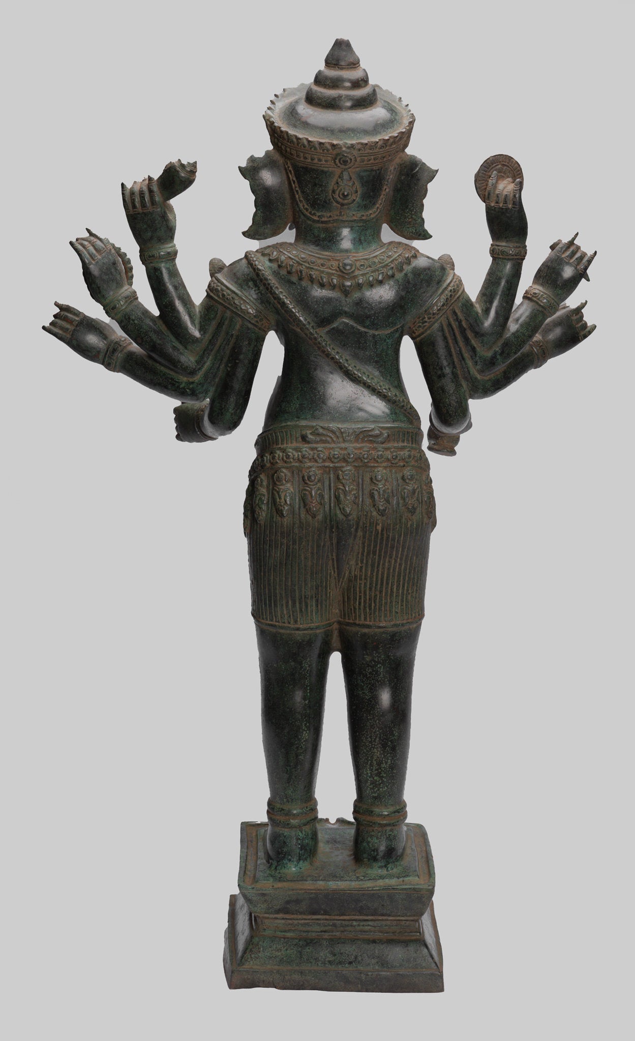 Estatua de Ganesha - Estatua de bronce de bronce de estilo Jhmer antiguo y Yoni - 86 cm/34 "