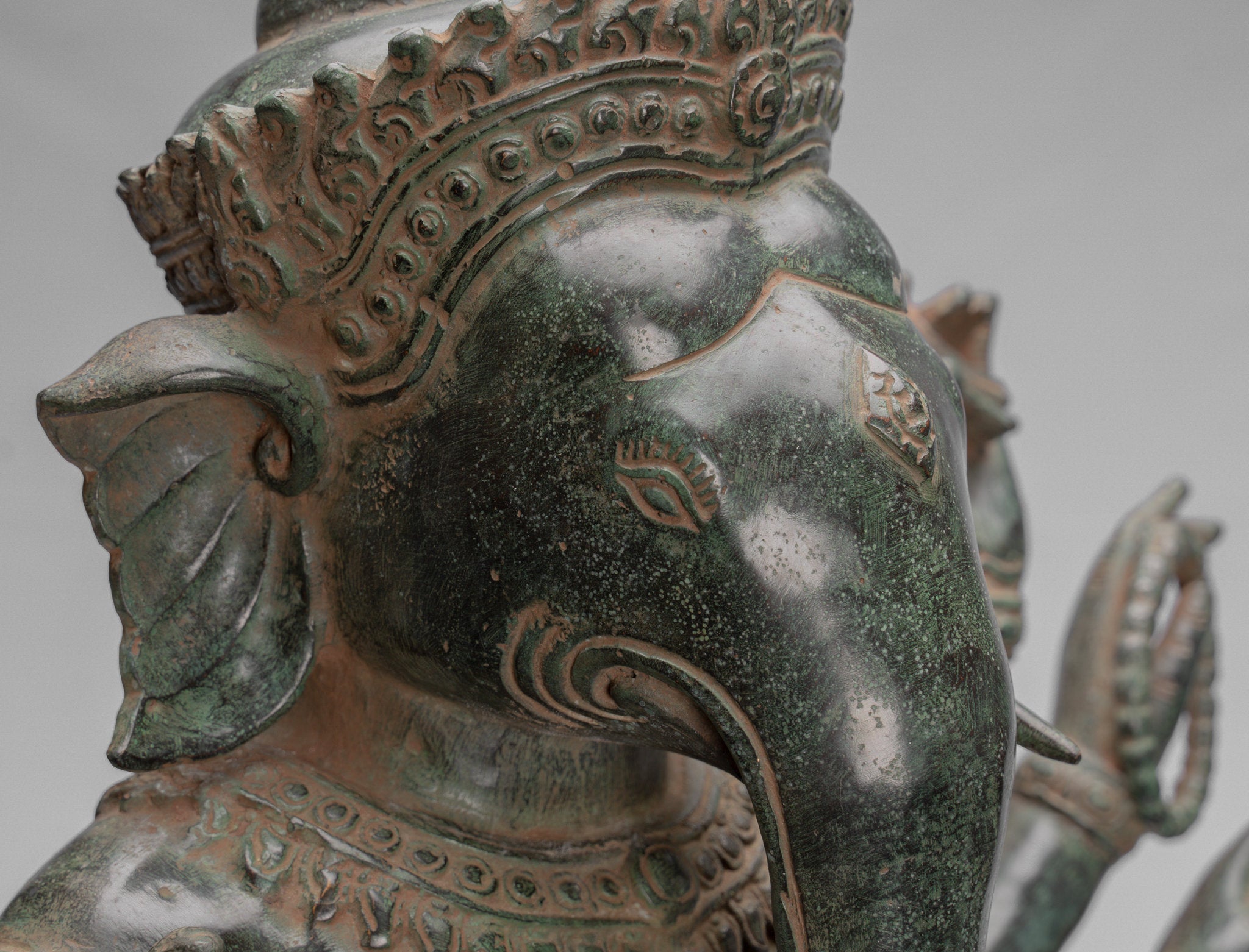 Estatua de Ganesha - Estatua de bronce de bronce de estilo Jhmer antiguo y Yoni - 86 cm/34 "