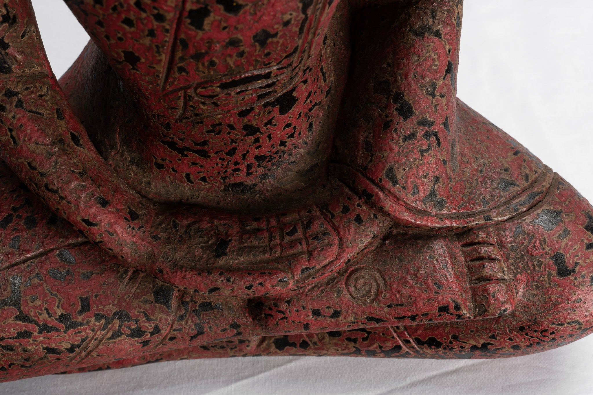 Antique Khmer Style Wood Seated Buddha Statue Dhyana Meditation Mudra - 38cm/15"