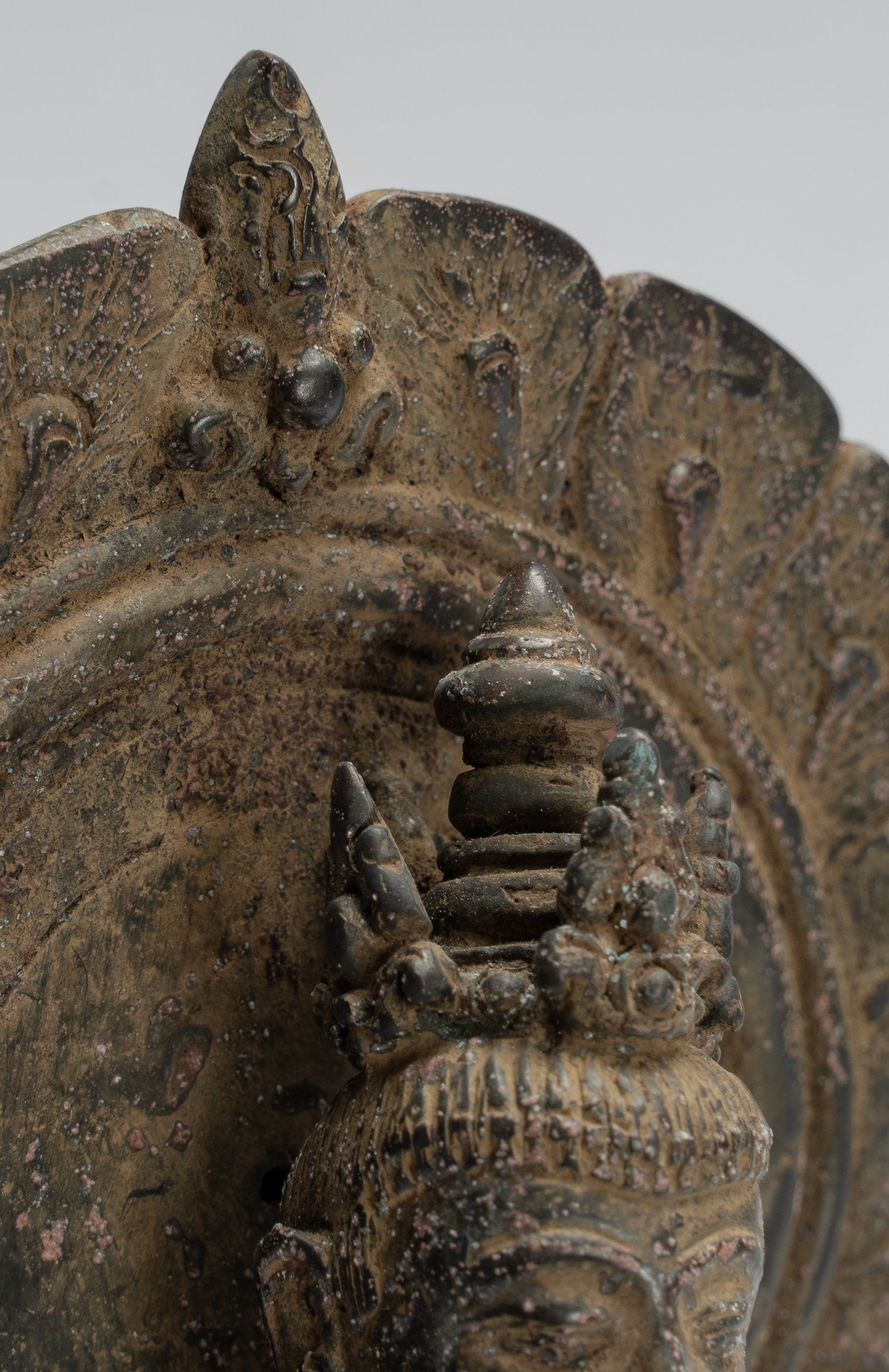 Tara Statue - Antique Java Style Majapahit Seated Bronze Devi Tara Statue - 24cm/10"