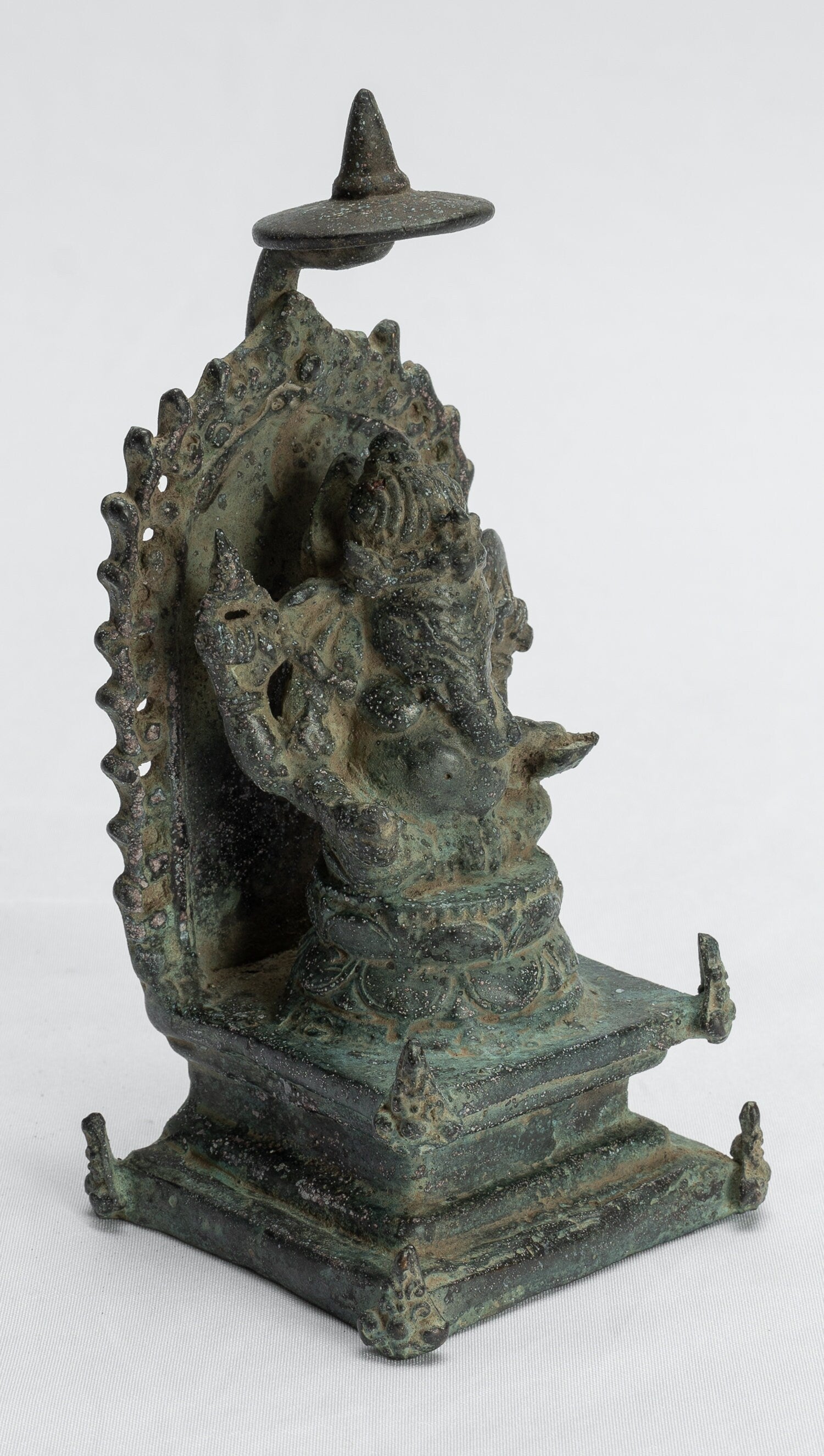 Estatua de Ganesha - Estatua de Ganesha indonesia de bronce de estilo javanés antiguo - 14 cm/6 "