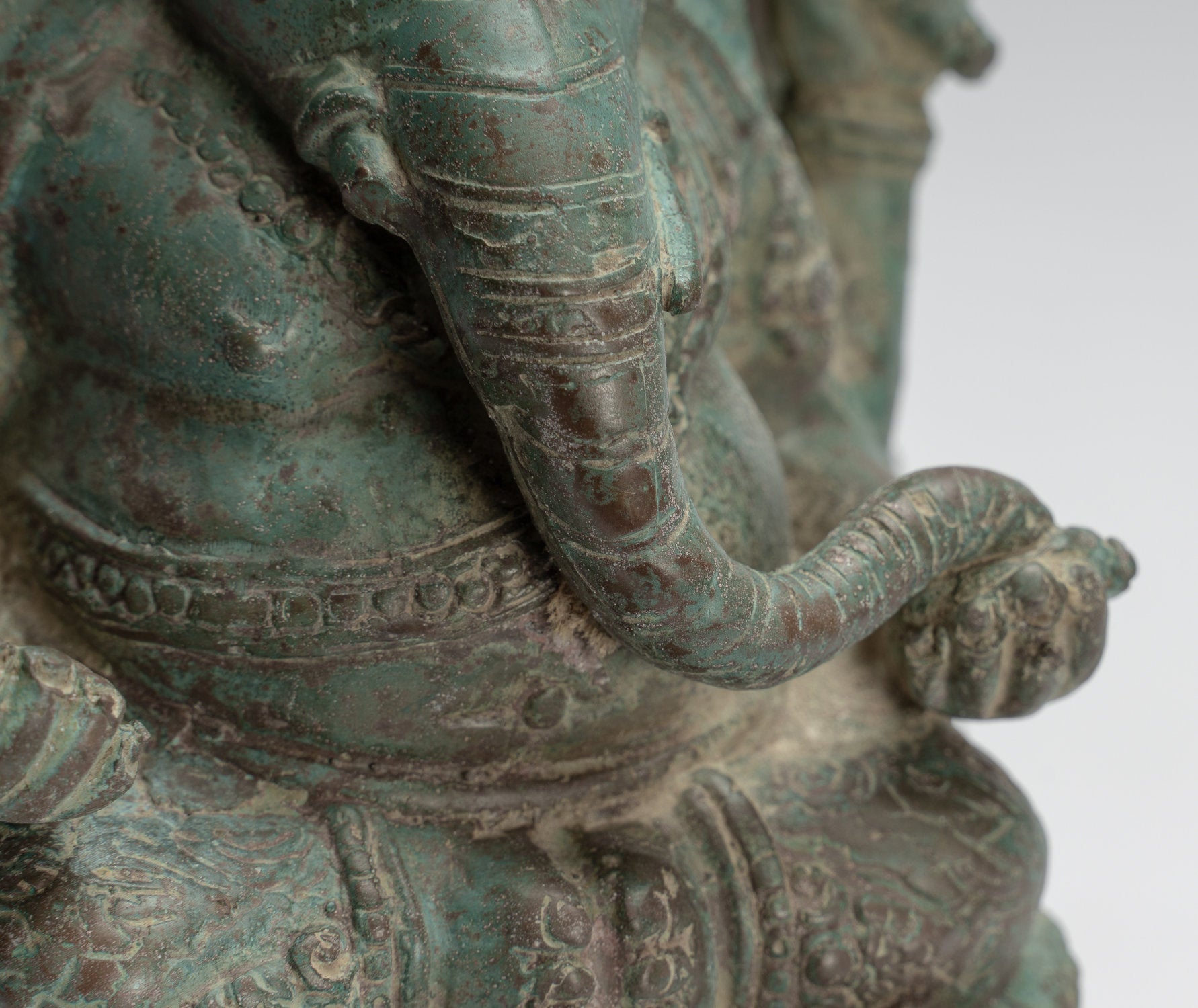 Estatua de Ganesha - Estatua de Ganesha indonesia de bronce de estilo javanés antiguo - 30 cm/12 "