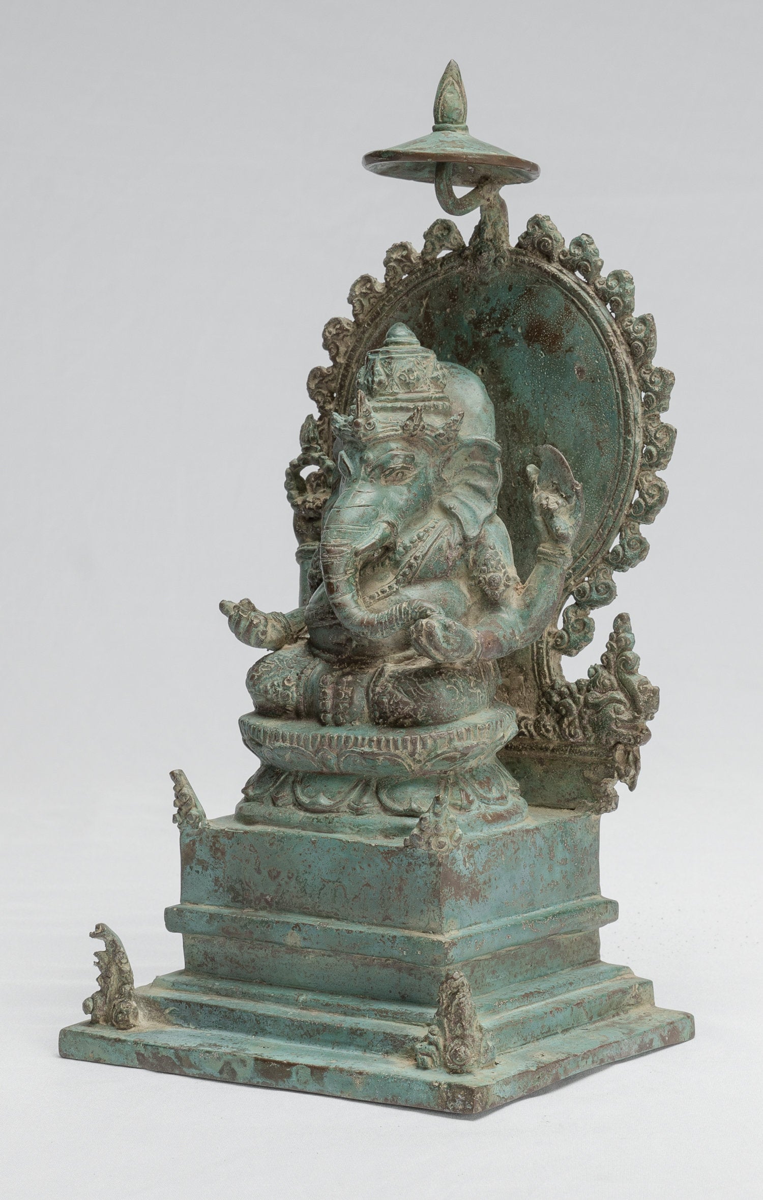 Estatua de Ganesha - Estatua de Ganesha indonesia de bronce de estilo javanés antiguo - 30 cm/12 "