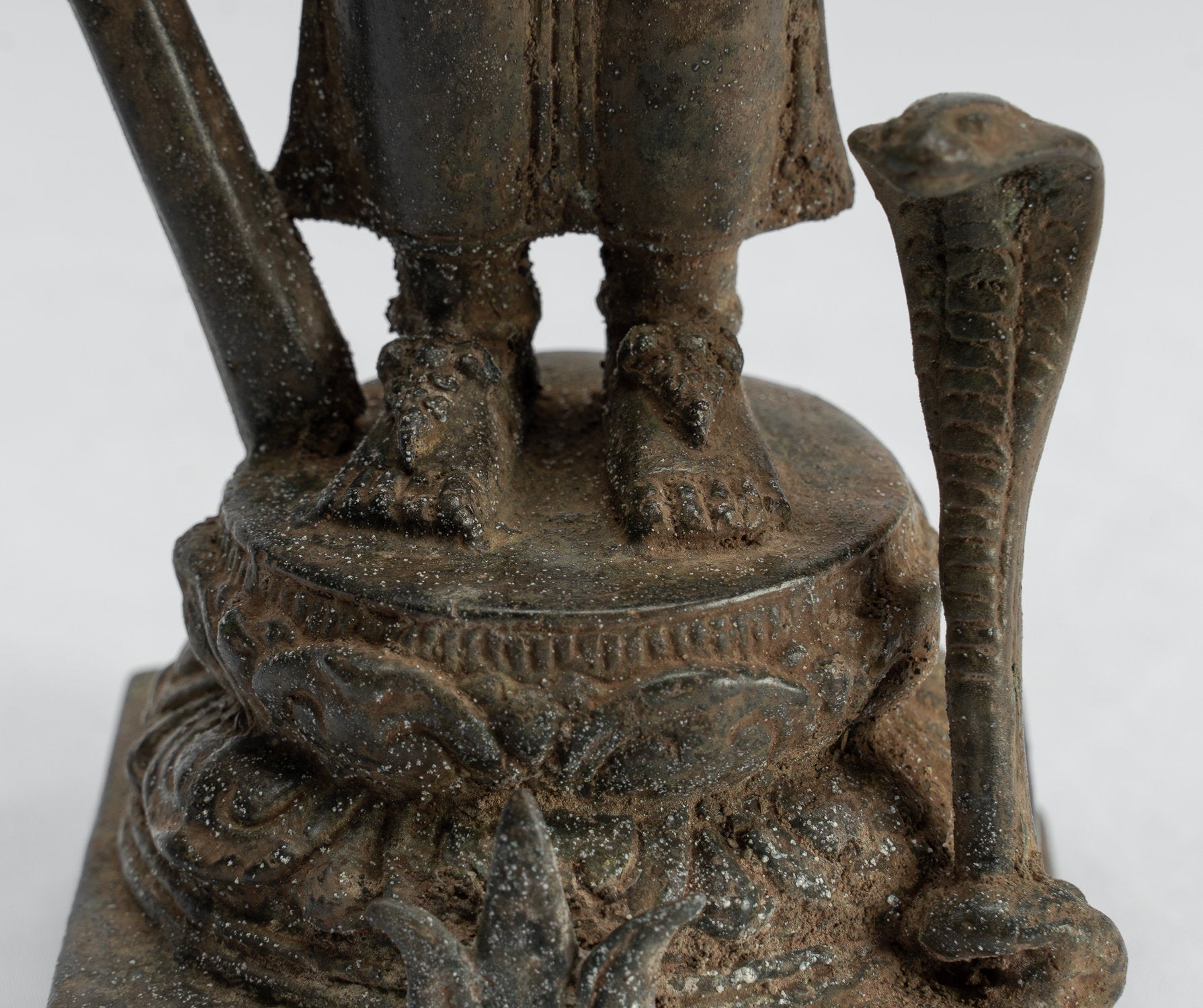 Shiva Statue - Antique Indonesian Style Bronze Javanese Standing 6-Arm Shiva Statue - 36cm/14"