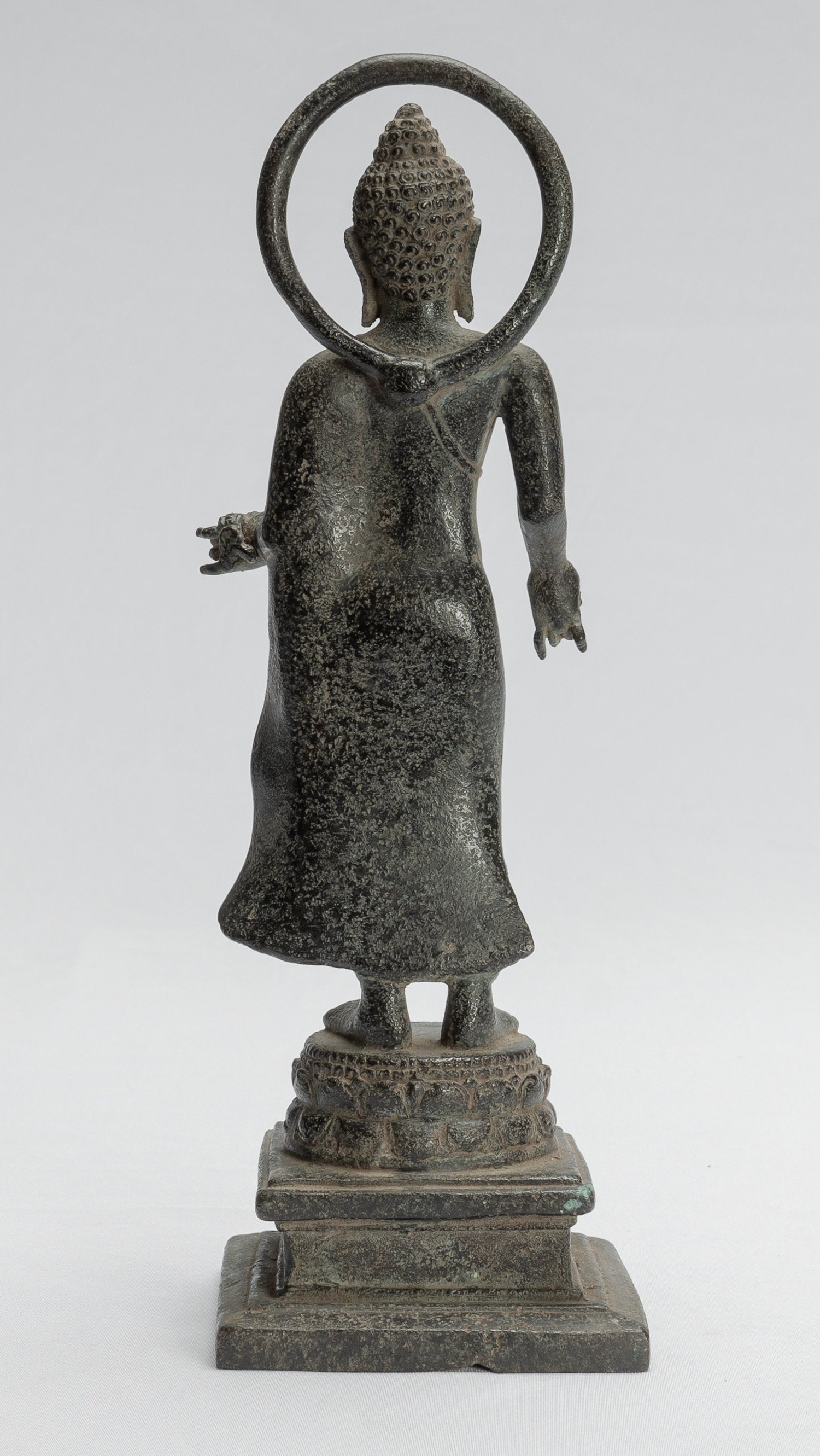 Estatua de Buda - Estilo indonesio antiguo Bronce Javanese enseñanza Buda - 28 cm/11 "