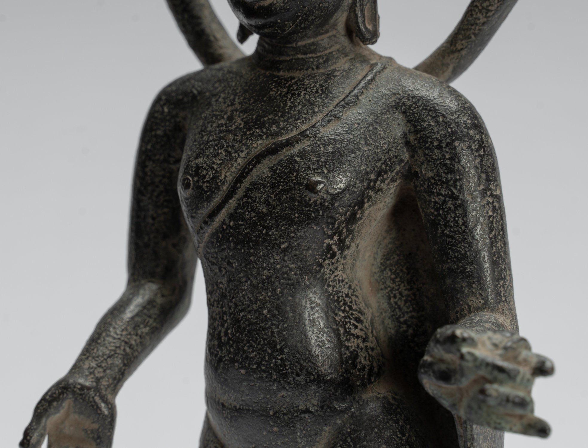 Estatua de Buda - Estilo indonesio antiguo Bronce Javanese enseñanza Buda - 28 cm/11 "