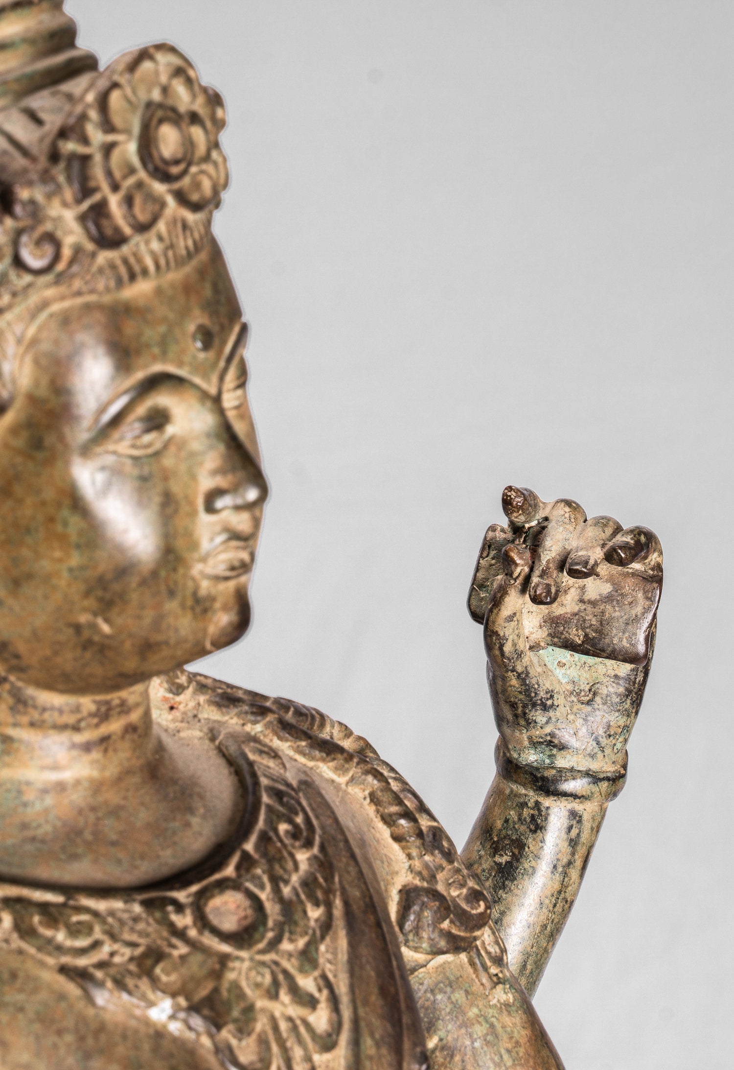 Vishnu Statue - Antique Thai Style Bronze Standing Four Arm Vishnu Statue - Protector -108cm/43"