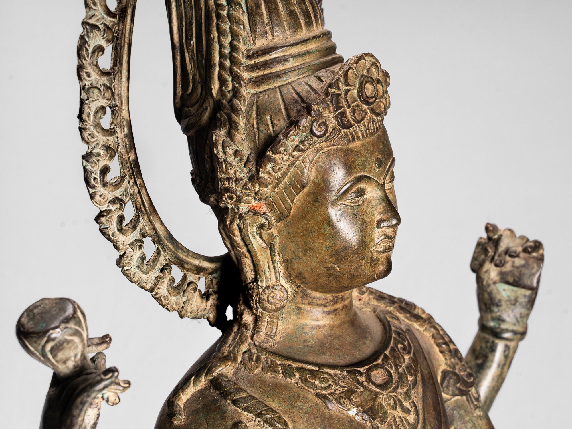 Vishnu Statue - Antique Thai Style Bronze Standing Four Arm Vishnu Statue - Protector -108cm/43"