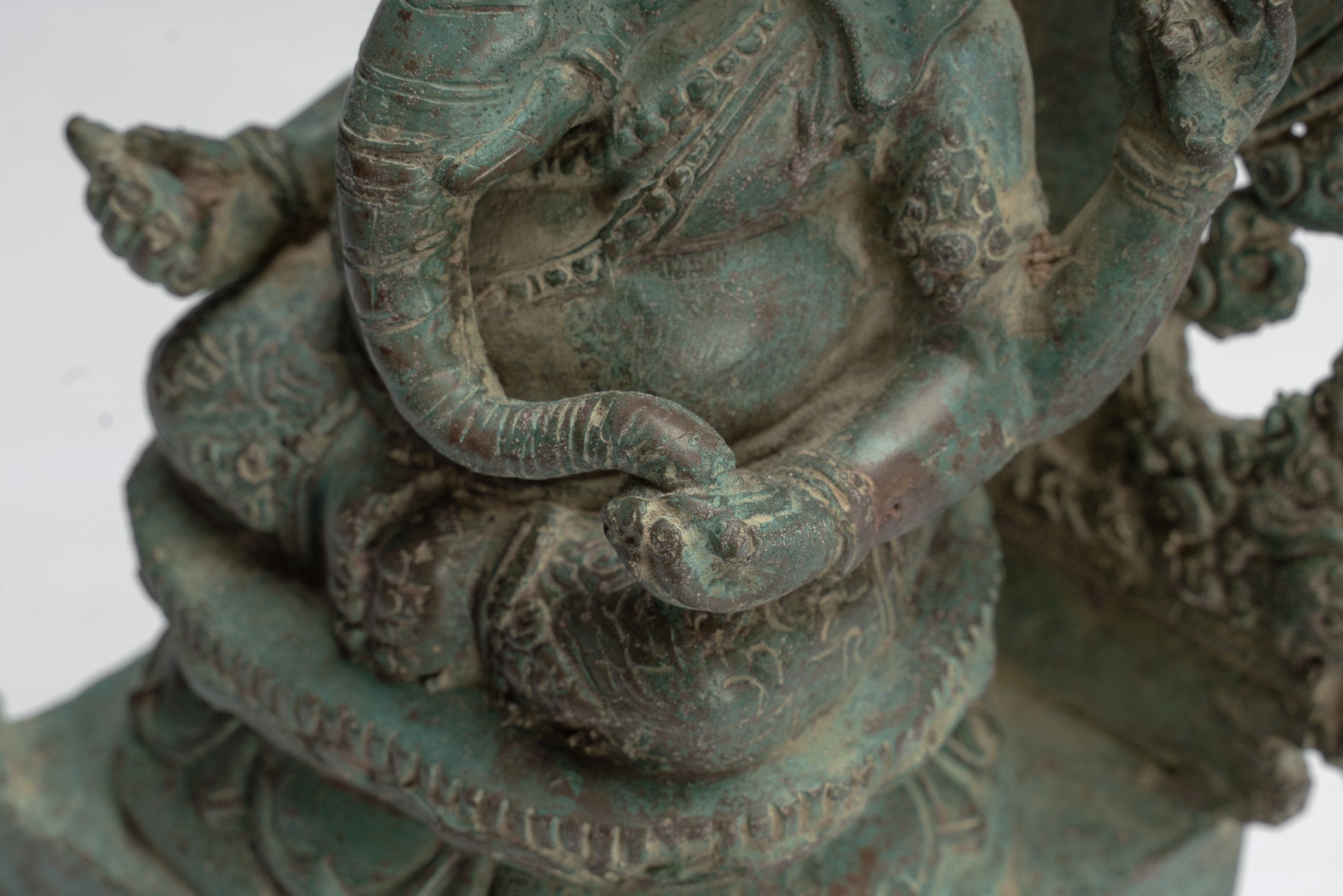 Estatua de Ganesha - Estatua de Ganesha indonesia de bronce de estilo javanés antiguo - 30 cm/12 "