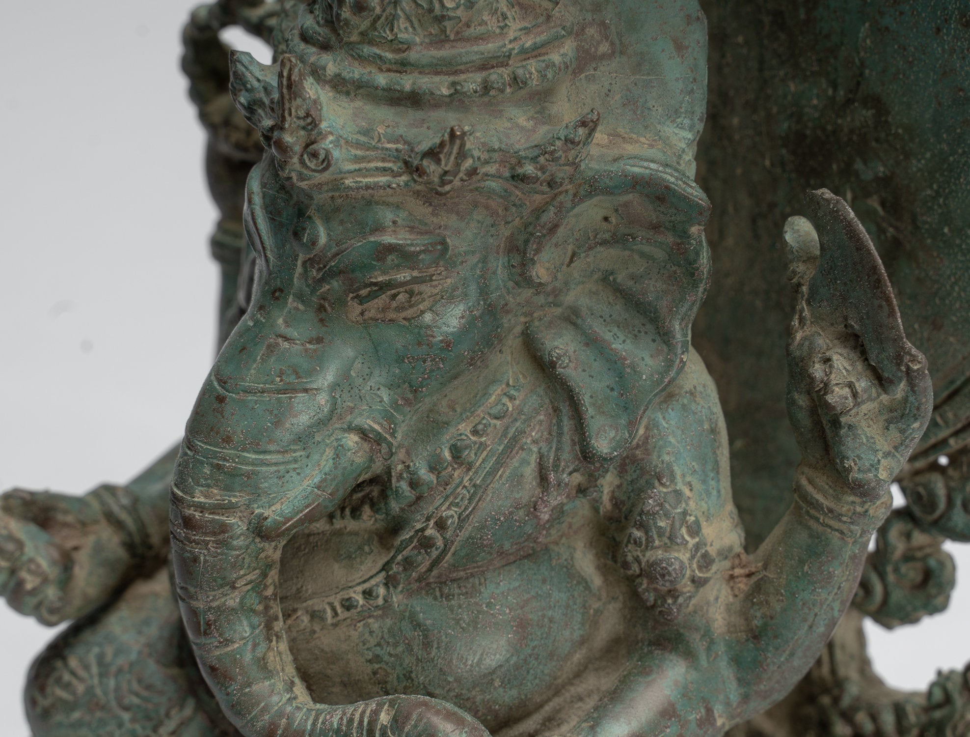 Estatua de Ganesha - Estatua de Ganesha indonesia de bronce de estilo javanés antiguo - 30 cm/12 "