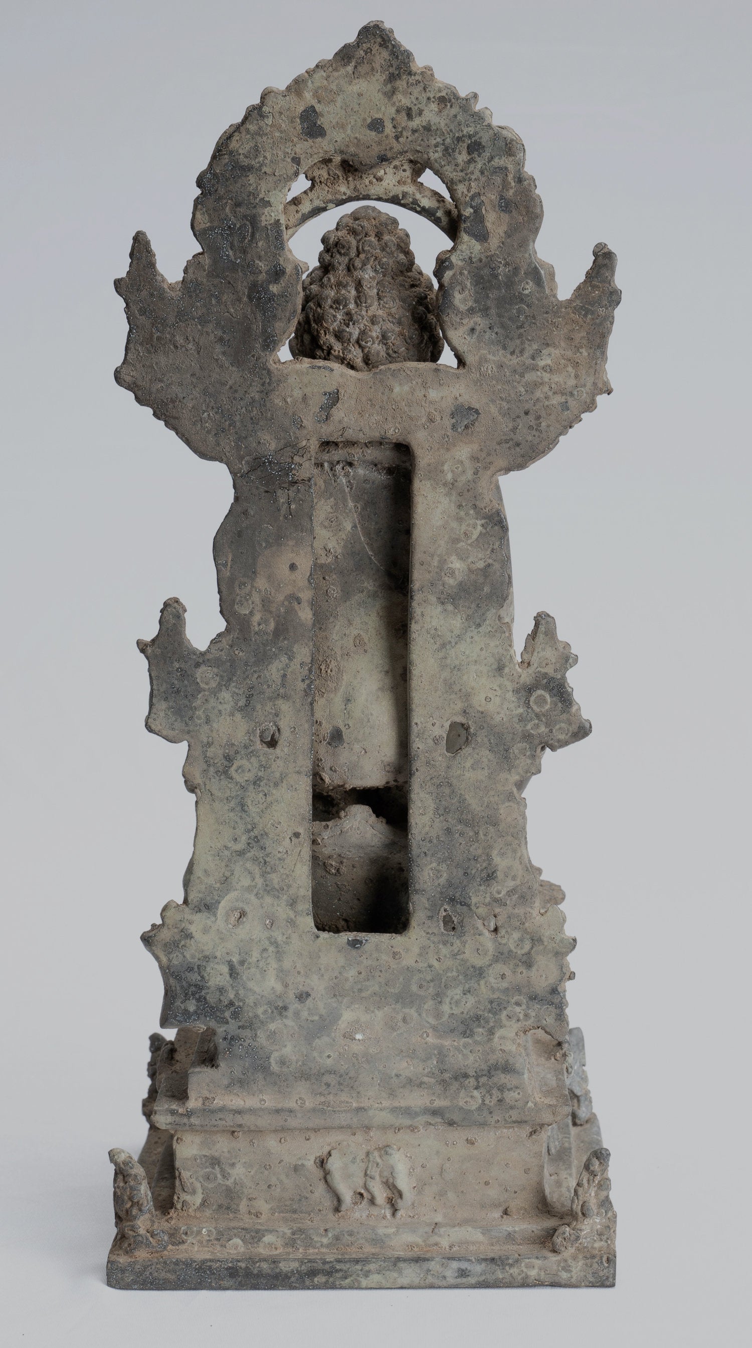 Buddha-Statue – sitzender javanischer Prediger-Buddha aus Bronze im antiken indonesischen Stil – 29 cm