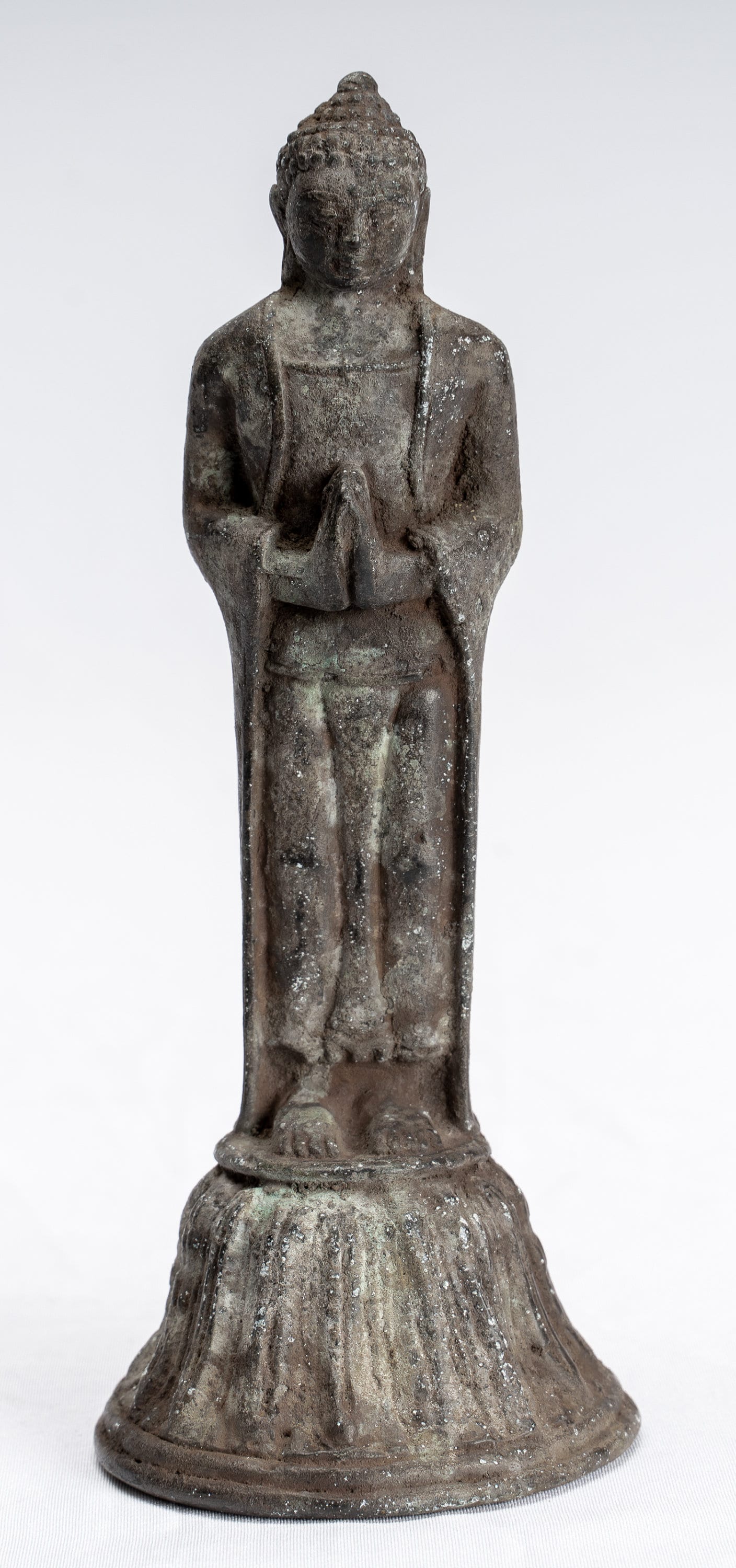 Buddha Statue mit Antiker indonesischer Stil Stehende Bronze Javanesische Anbetung Buddha mit 16cm/6"