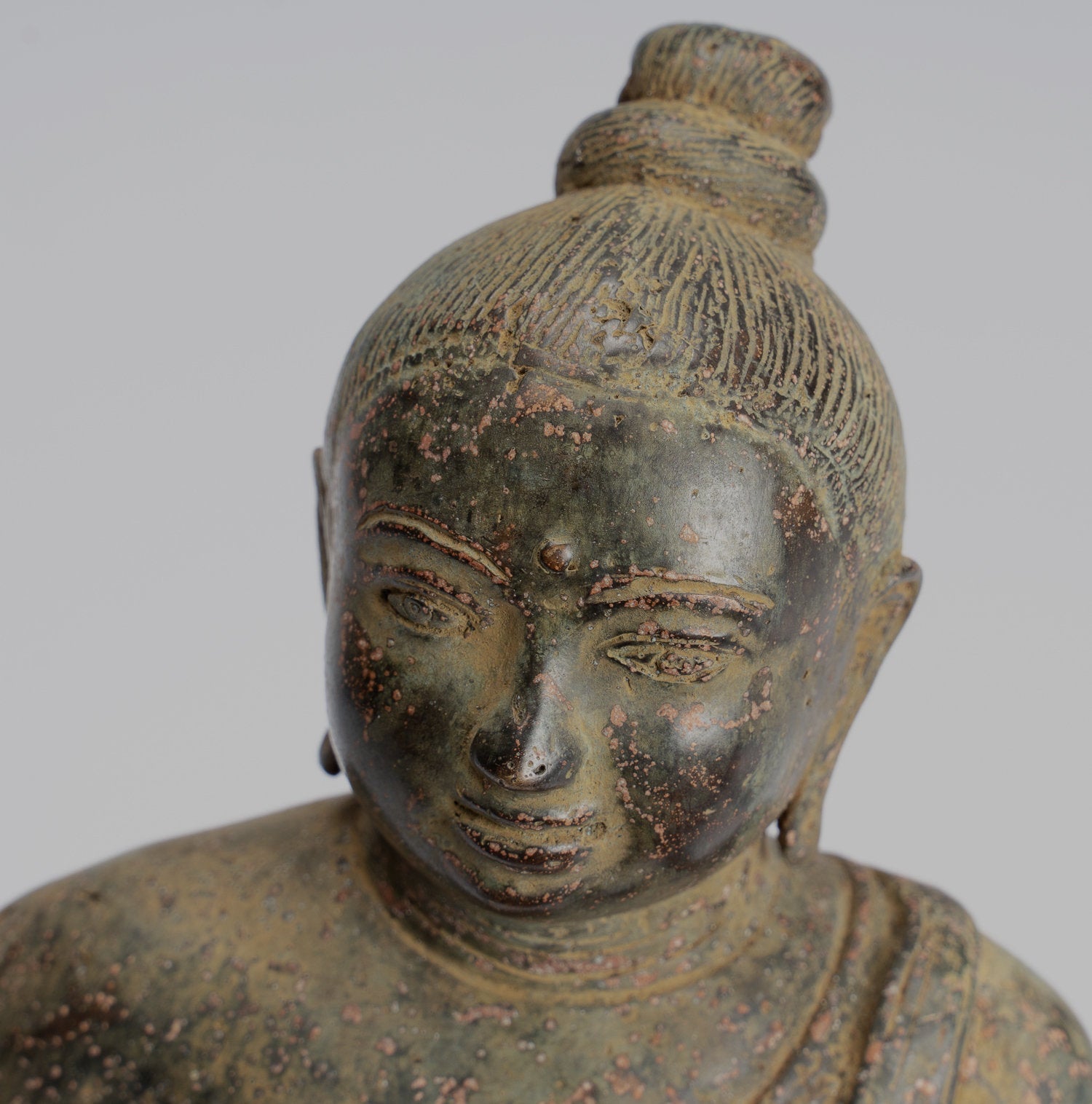 Estatua de Buda - Estilo indonesio antiguo Bronce Javanese Gautama Buddha - 26 cm/10 "