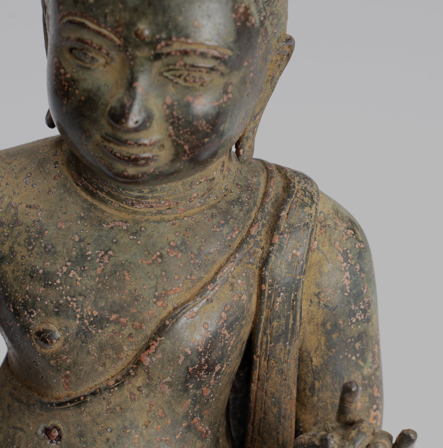 Estatua de Buda - Estilo indonesio antiguo Bronce Javanese Gautama Buddha - 26 cm/10 "