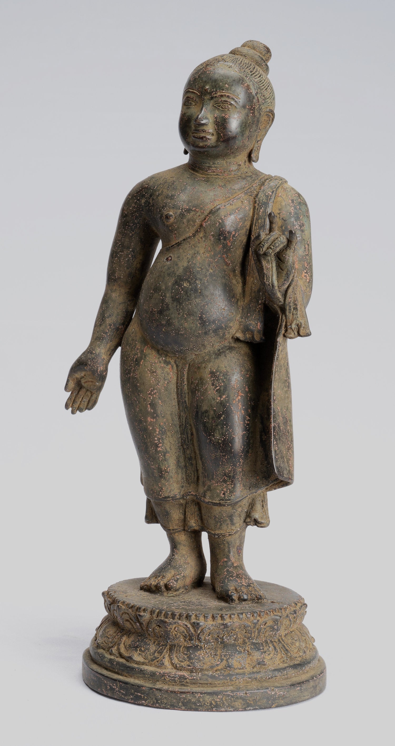 Estatua de Buda - Estilo indonesio antiguo Bronce Javanese Gautama Buddha - 26 cm/10 "