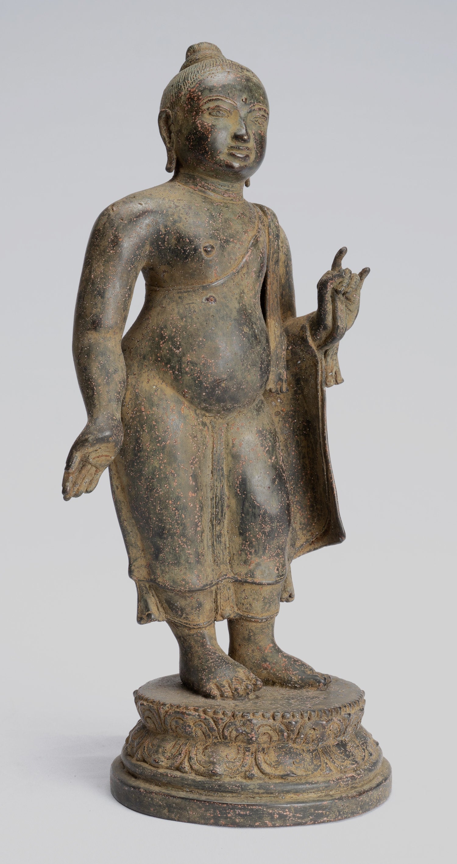 Estatua de Buda - Estilo indonesio antiguo Bronce Javanese Gautama Buddha - 26 cm/10 "