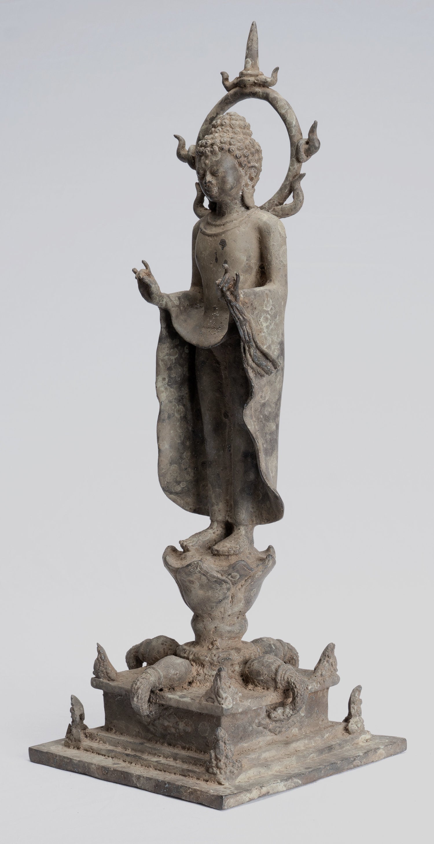 Estatua de Buda - Estilo indonesio antiguo Bronce Javanese enseñanza Buda - 40 cm/16 "