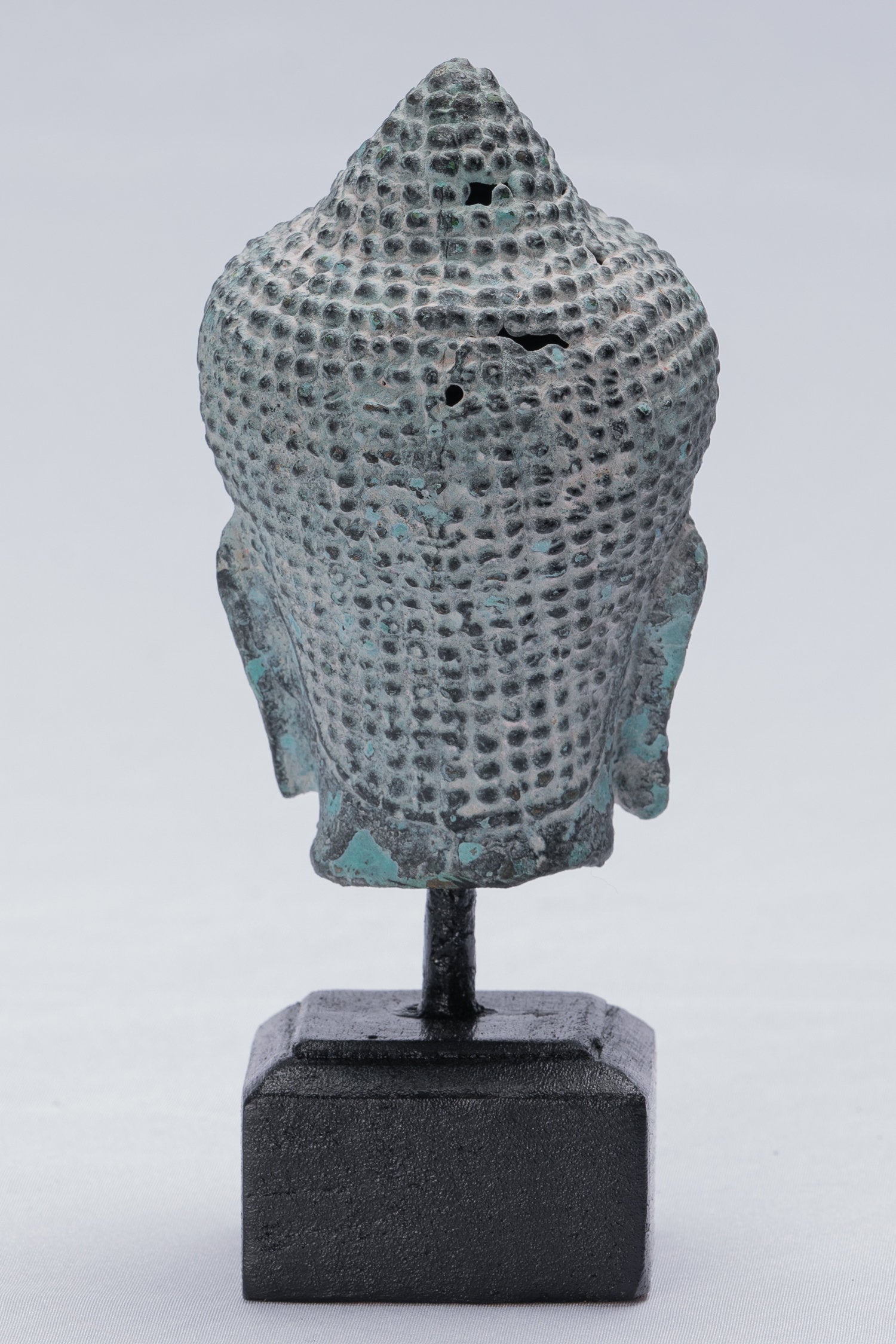 Buddha Statue - Antique Khmer Style Bronze Mounted Buddha Head Statue - 15.5cm/6"