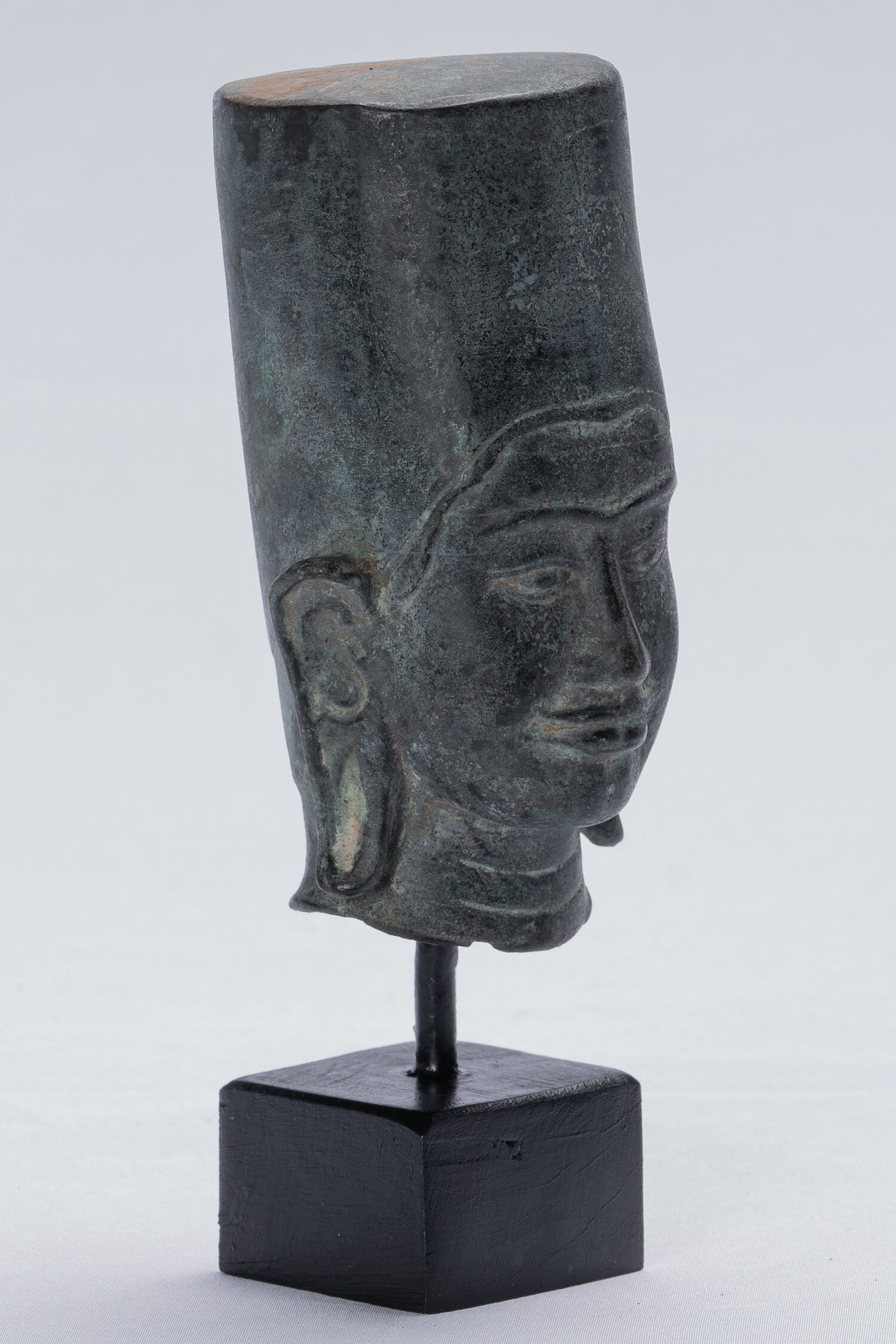 Vishnu Statue-Antique Phnom Da Style montés en bronze khmer Vishnu Head-19cm/8 "