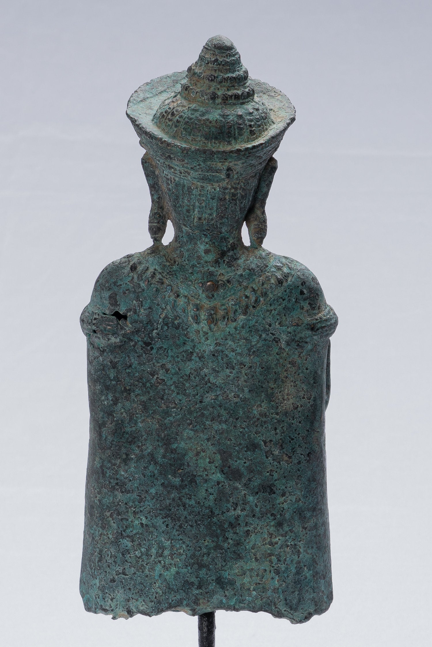 Statue de Bouddha – Statue de Bouddha de protection Abhaya debout en bronze de style khmer antique – 32 cm/13"