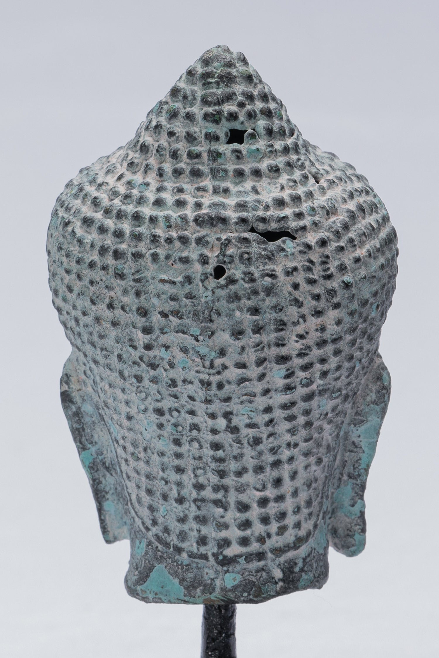 Buddha Statue - Antique Khmer Style Bronze Mounted Buddha Head Statue - 15.5cm/6"