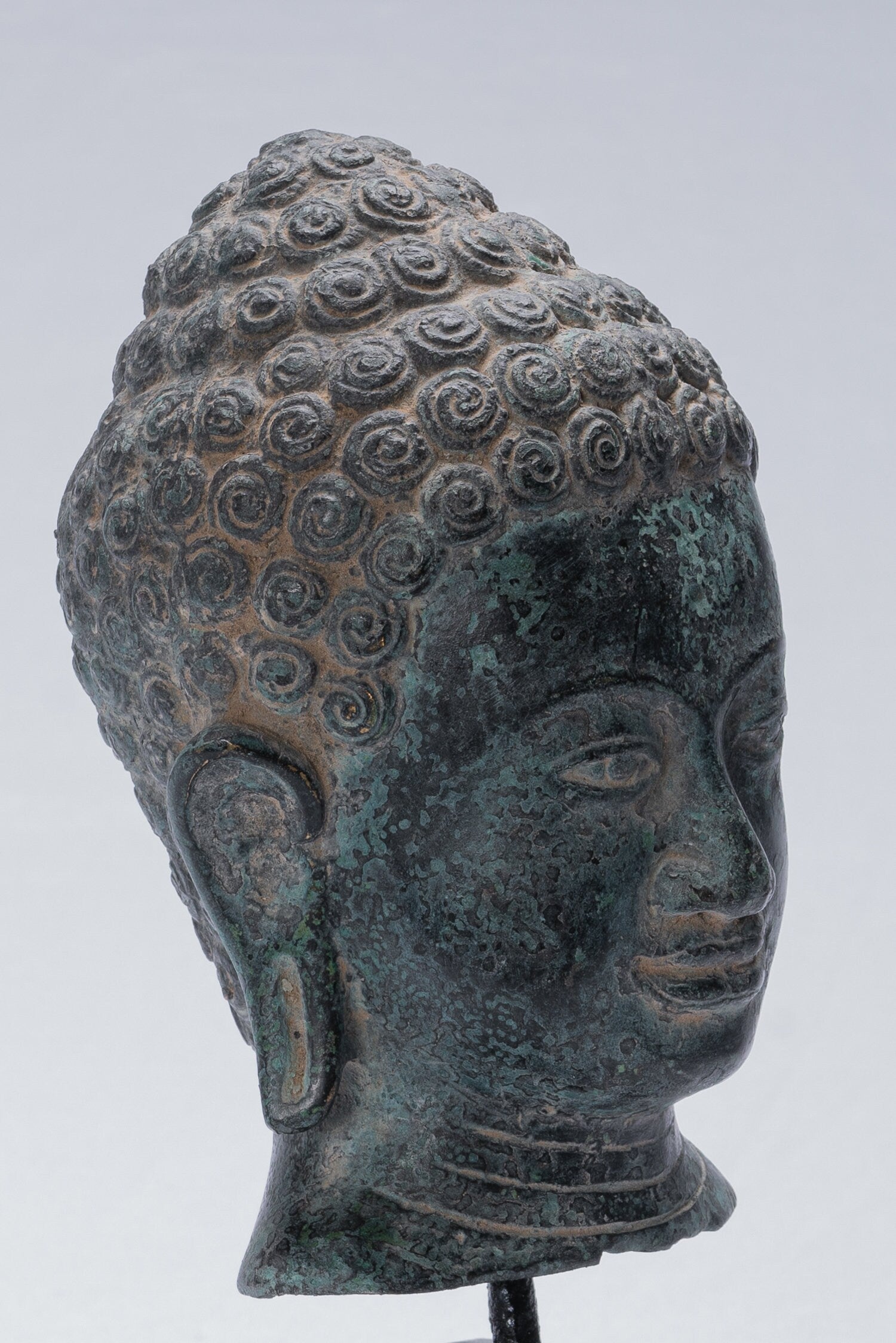 Statue de Bouddha – Statue de Bouddha Phnom Da en bronze antique de style khmer – 25 cm