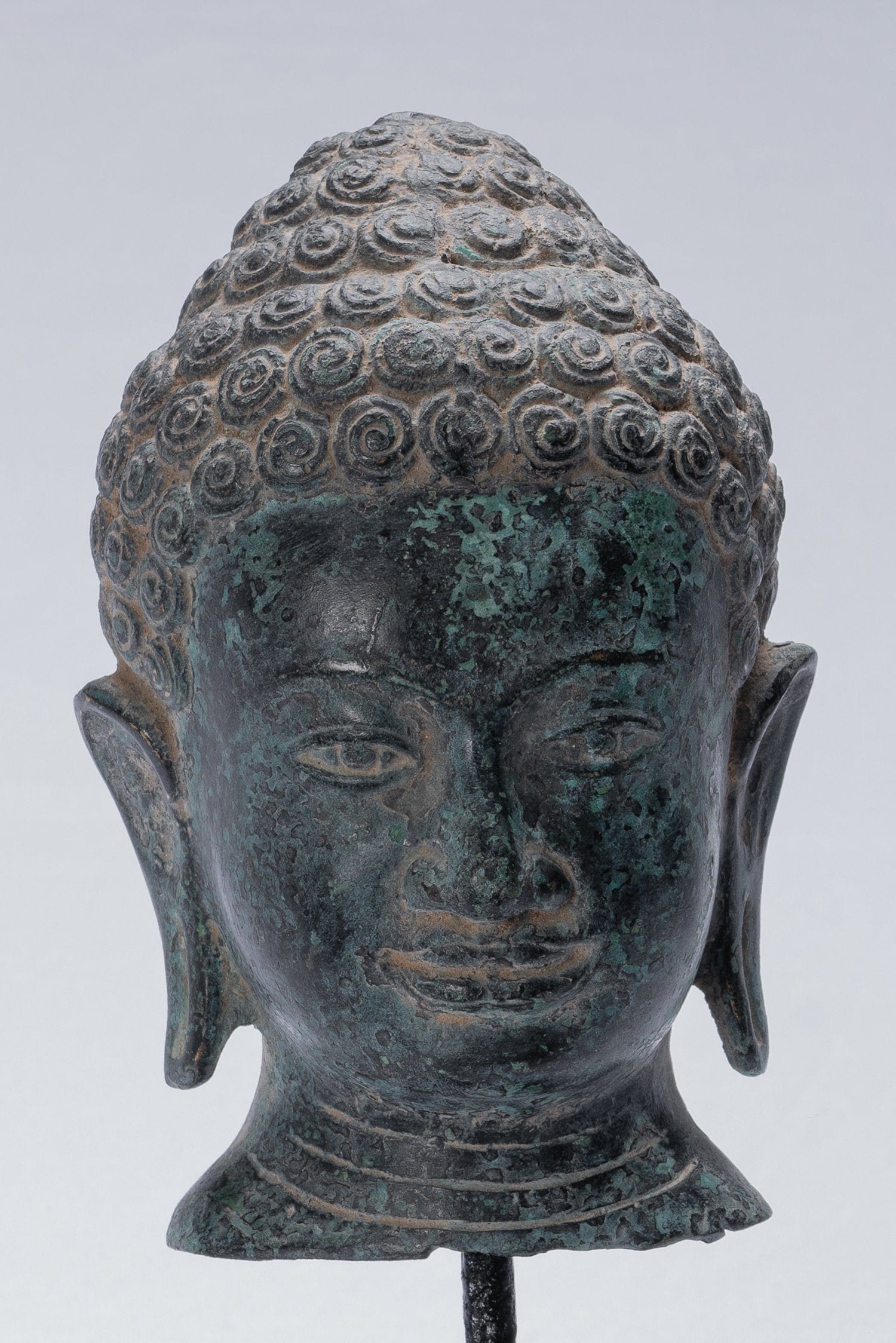 Statue de Bouddha – Statue de Bouddha Phnom Da en bronze antique de style khmer – 25 cm