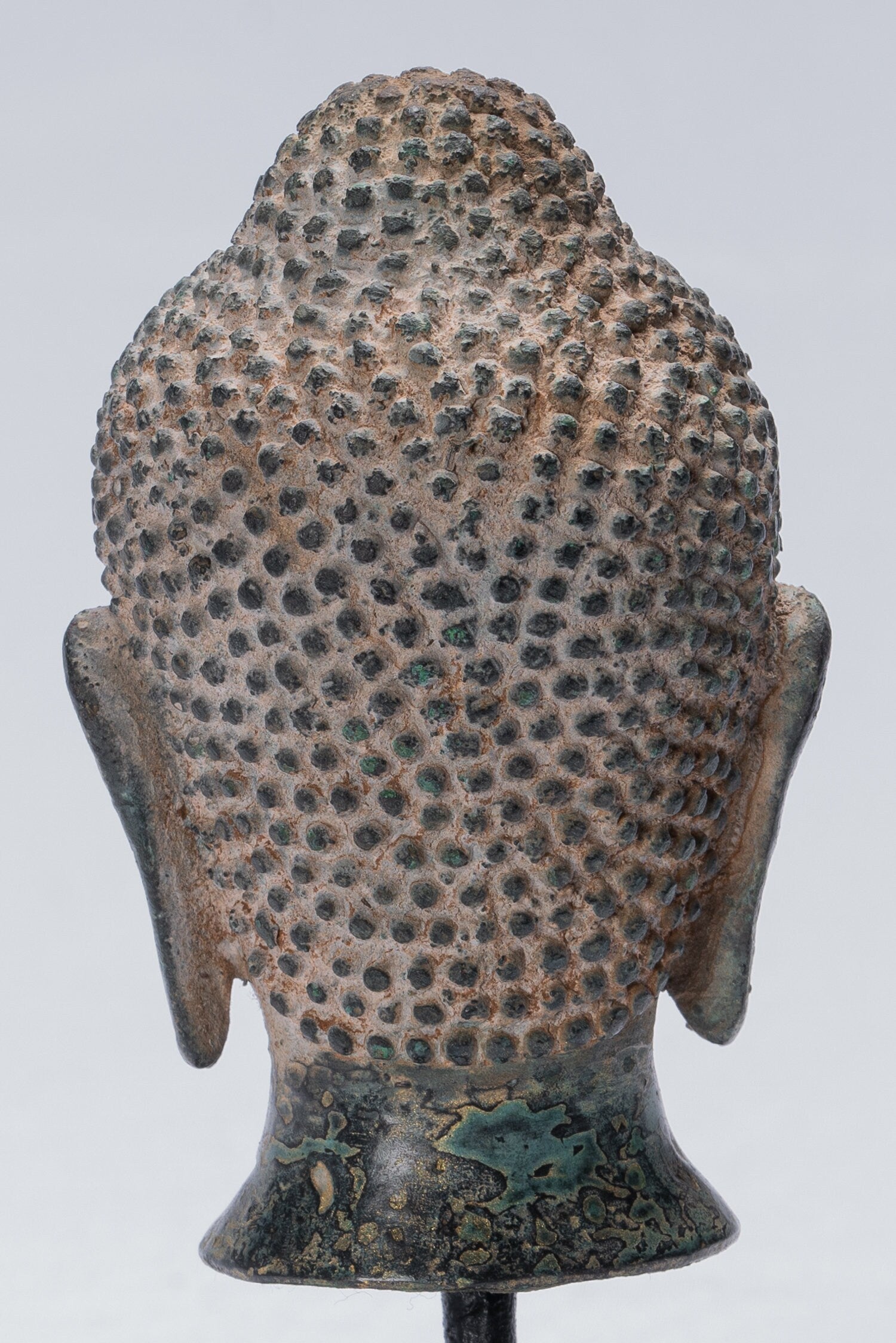 Estatua de Buda - Estatua de la cabeza de bronce montado en el estilo de estilo tailandés antiguo - 15.5 cm/6 "