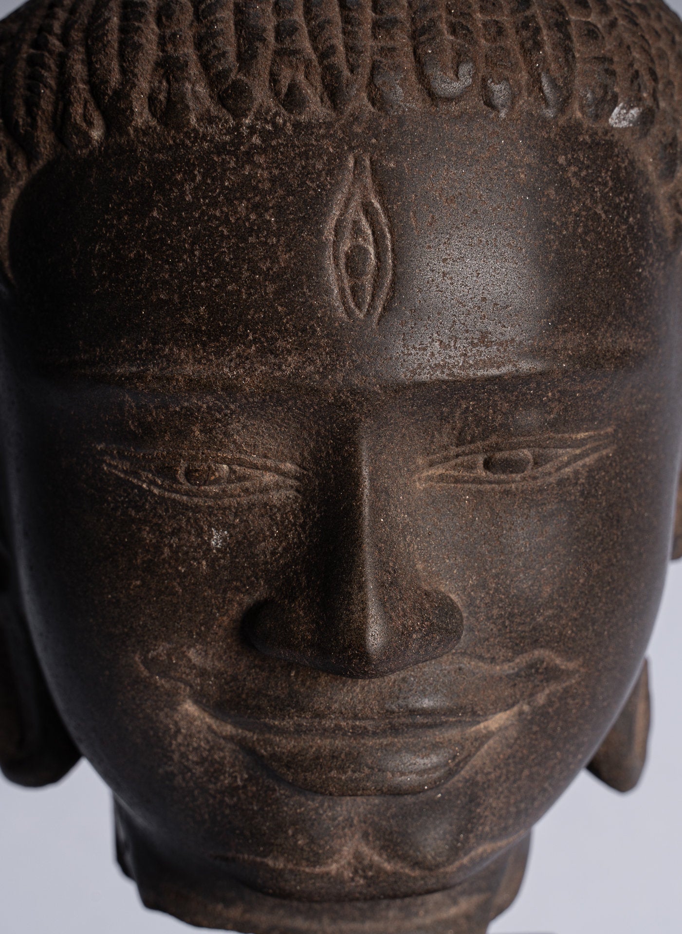 Shiva Statue - Antique Baphuon Style Khmer Stone Shiva Head Statue - The Destroyer - 30cm/12"
