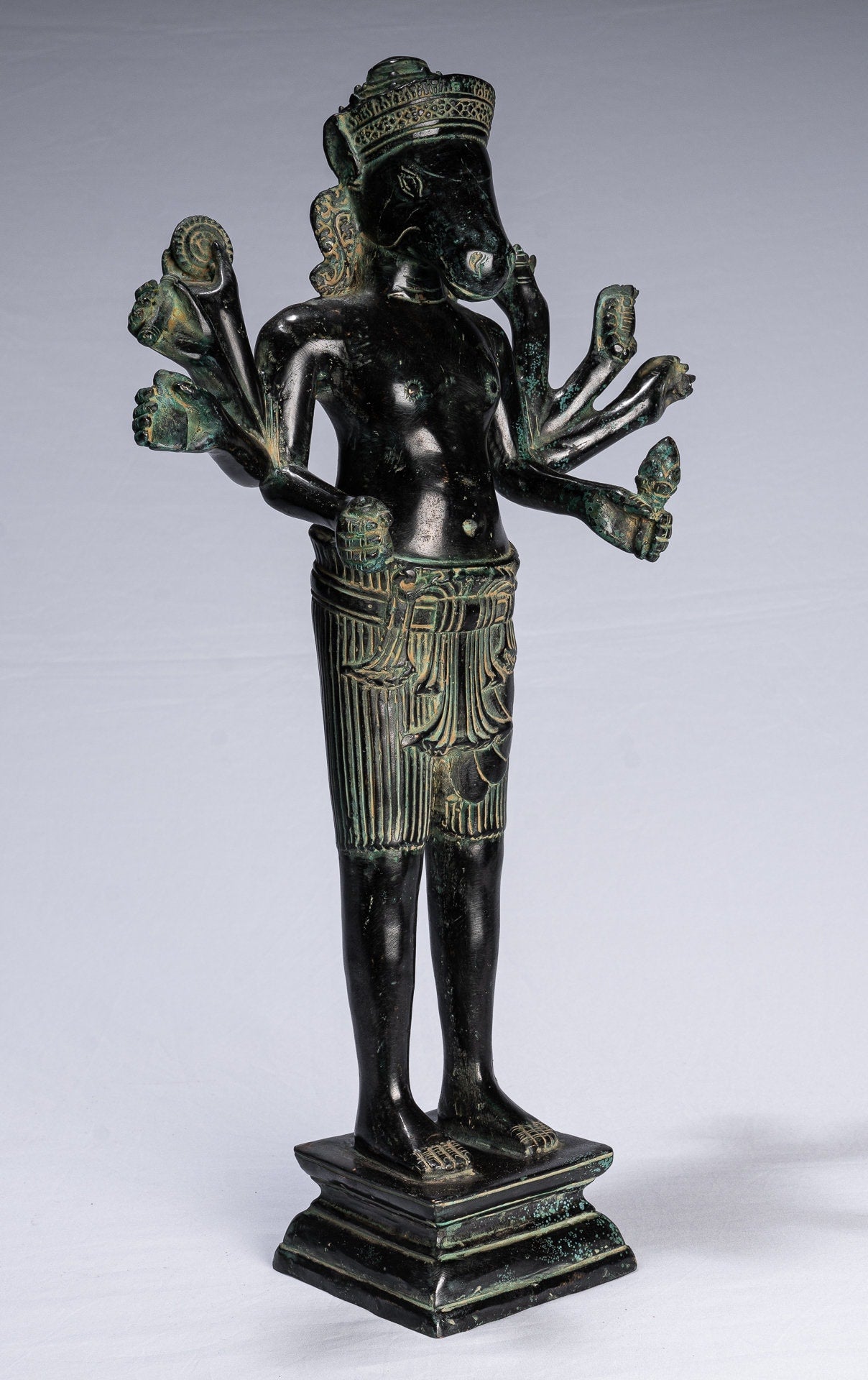 Kalkin-Statue – antikes Khmer-Stil montiertes Bronze-Hayagriva-Kalkin-Pferd von Vishnu – 50 cm/20 Zoll