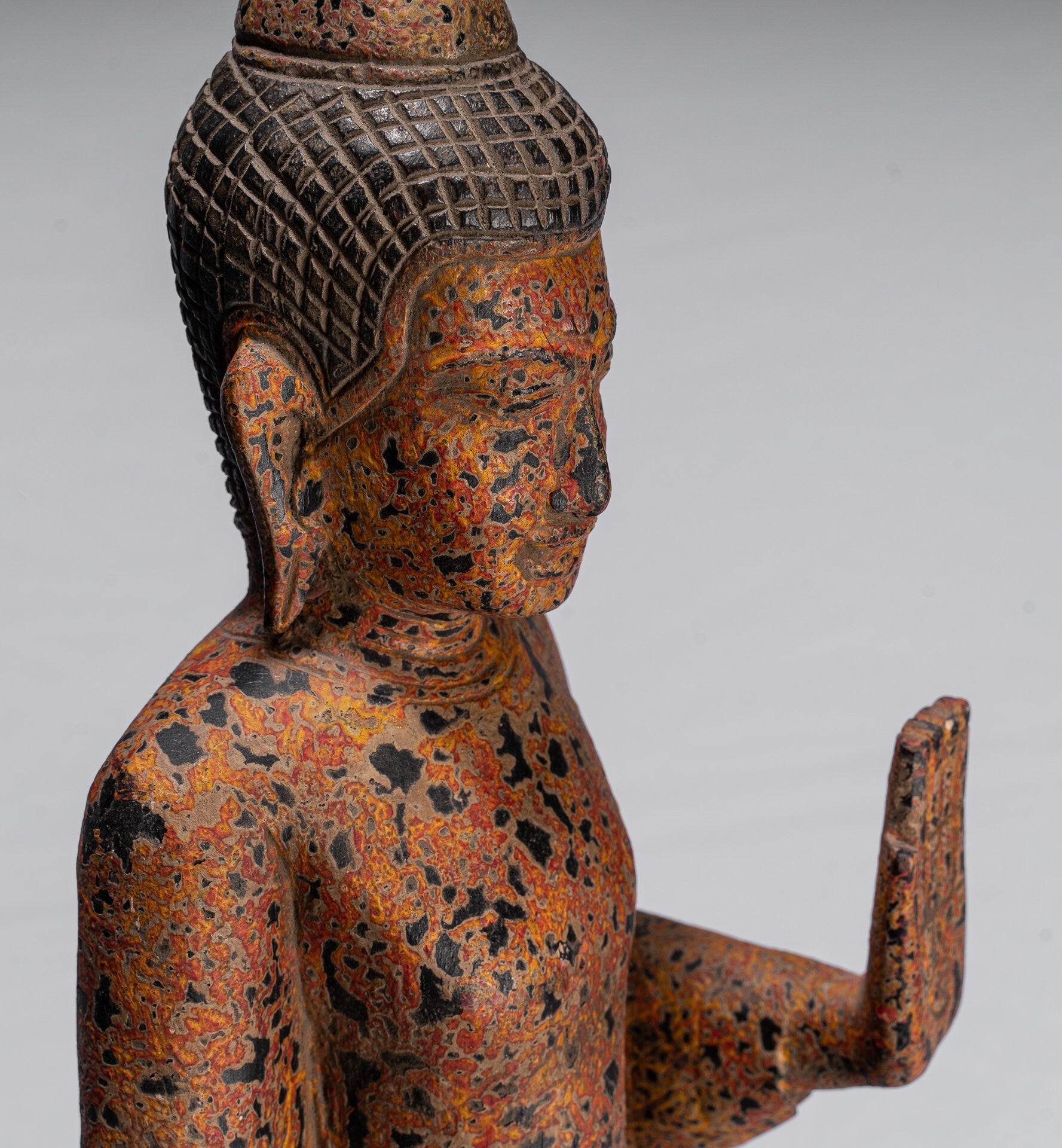 Estatua de Buda - Protección de madera de estilo antiguo de estilo jemer el lunes Estatua de Buda - 76 cm/30 "