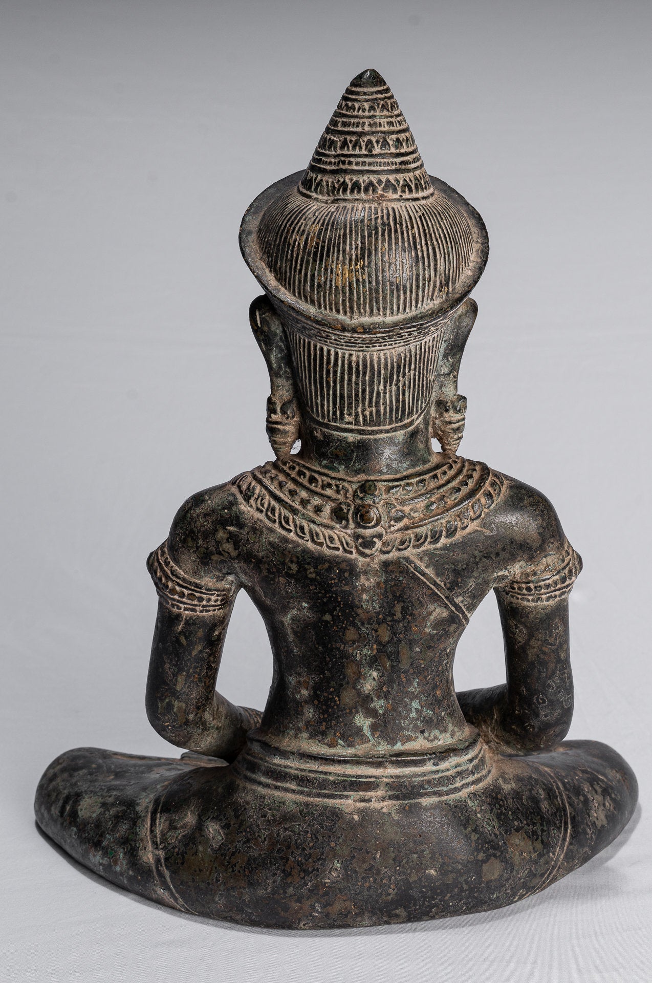Estatua de Buda - Estatua de Buda de Meditación Amitbha de Bronce Antique Khmer - 34 cm/14 "