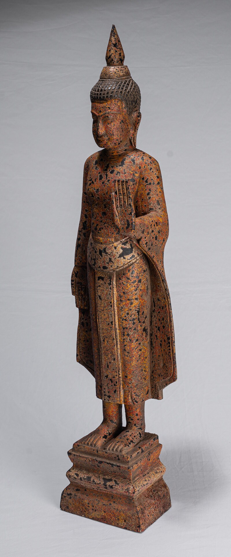 Estatua de Buda - Protección de madera de estilo antiguo de estilo jemer el lunes Estatua de Buda - 76 cm/30 "