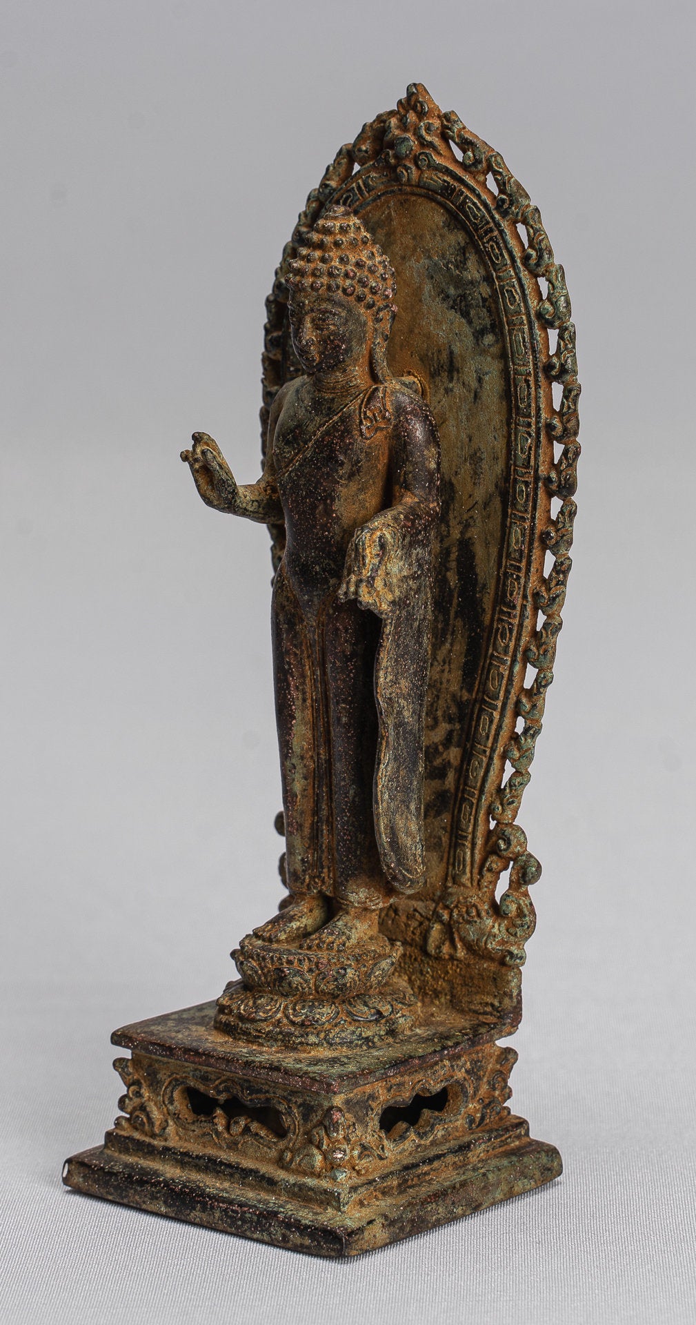 Statue di Buddha - Antique stile indonesiano in piedi bronzo giavanese insegnamento Buddha - 14 cm/6 "