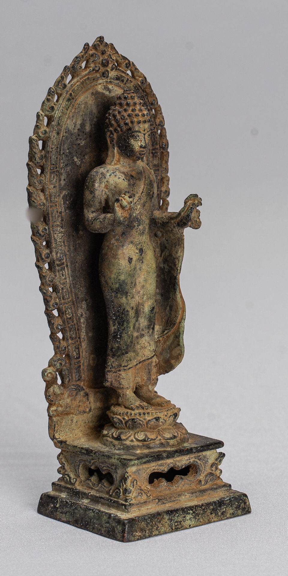 Estatua de Buda - Estilo indonesio antiguo Bronce Javanese enseñanza Buda - 14cm/6 "