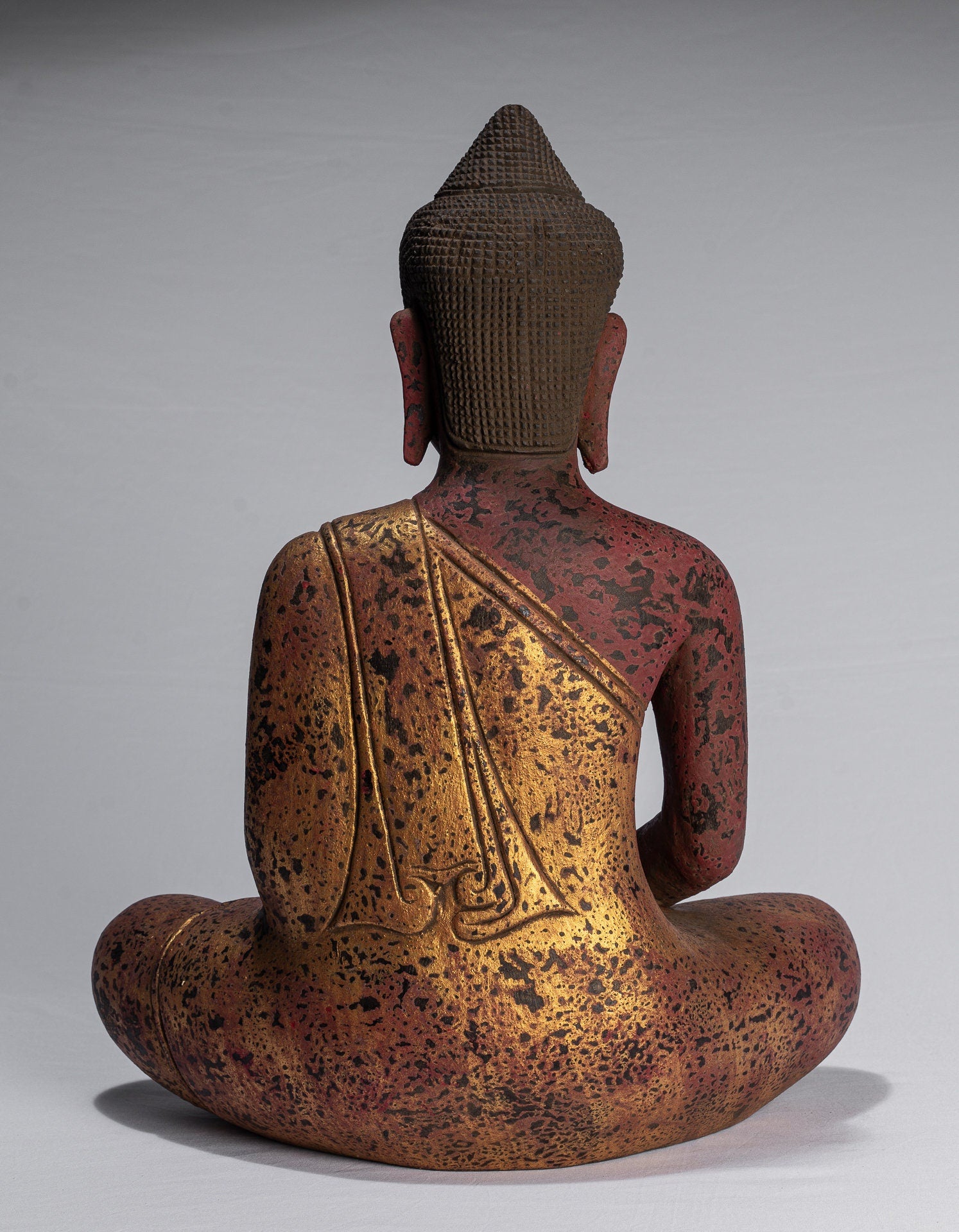 Estatua de Buda de madera de estilo jemer antiguo Dhyana Meditation Mudra - 49cm/20 "