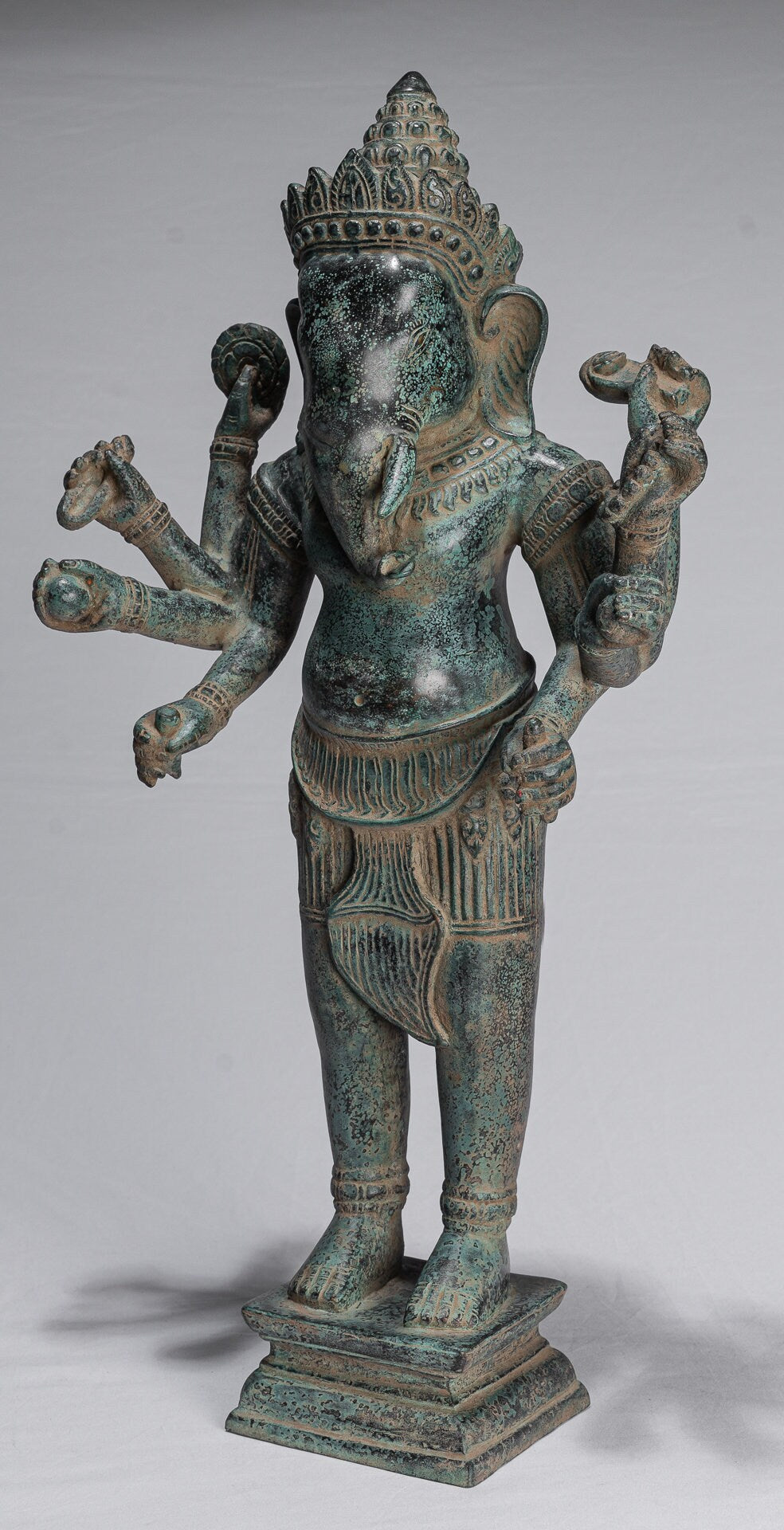 Estatua de Ganesha - Estatua de Bronce Wat Ganesha de pie de estilo montado en el estilo jemer de estilo jemer - 55cm/22 "