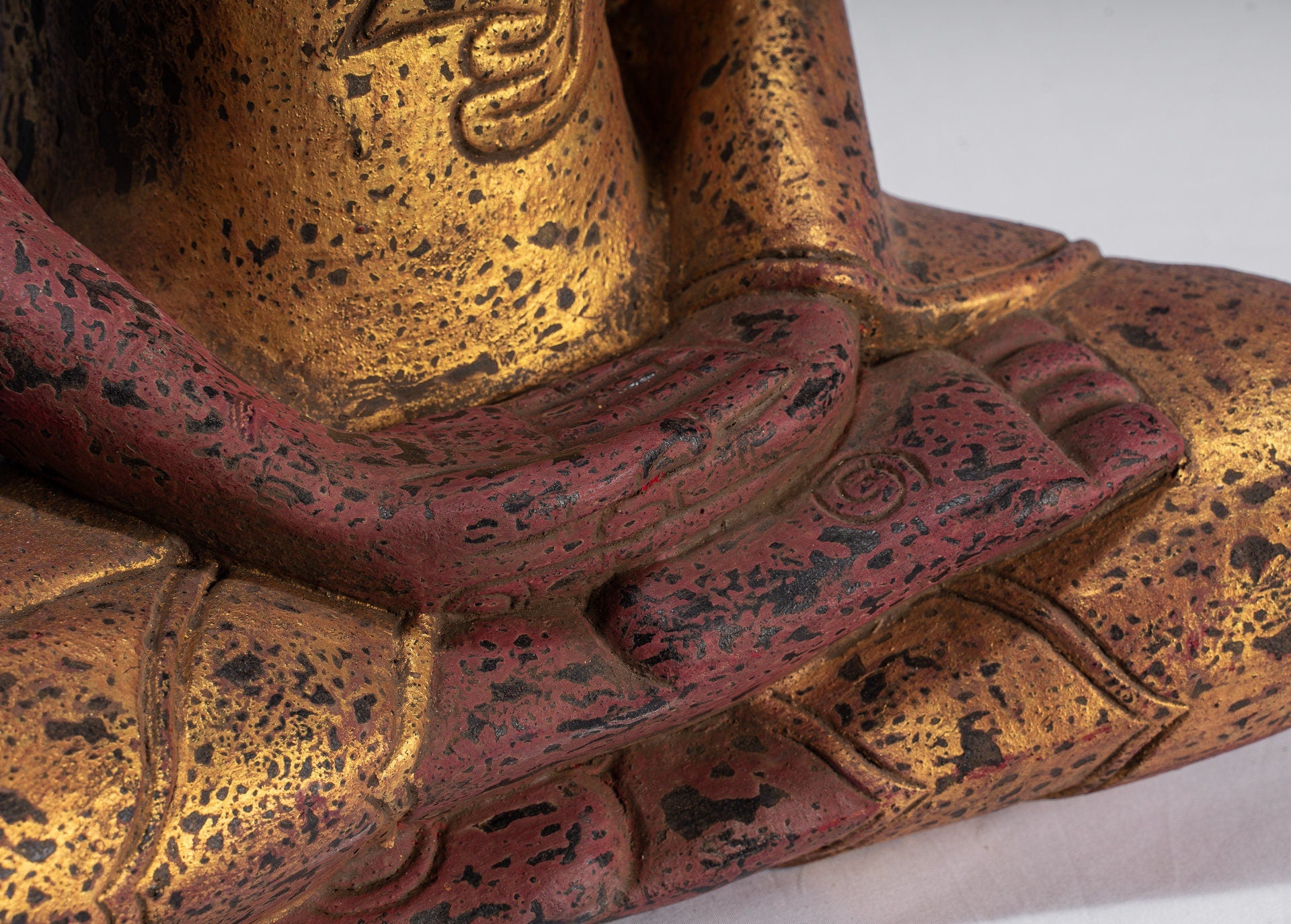 Estatua de Buda de madera de estilo jemer antiguo Dhyana Meditation Mudra - 49cm/20 "