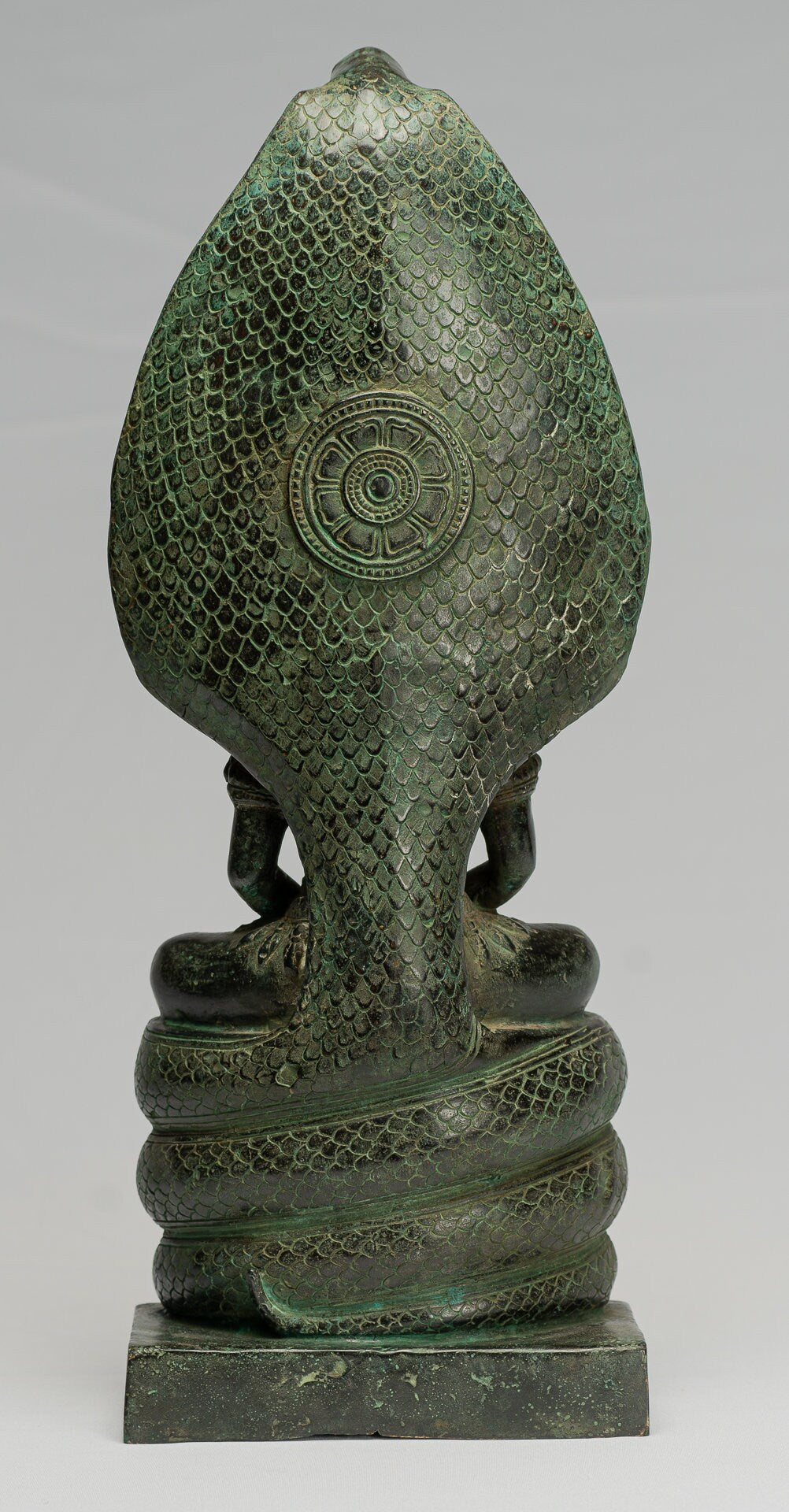 Statua Buddha - Antique Bayon in stile bayon khmer seduto in bronzo naga meditazione Buddha - 44 cm/18 "