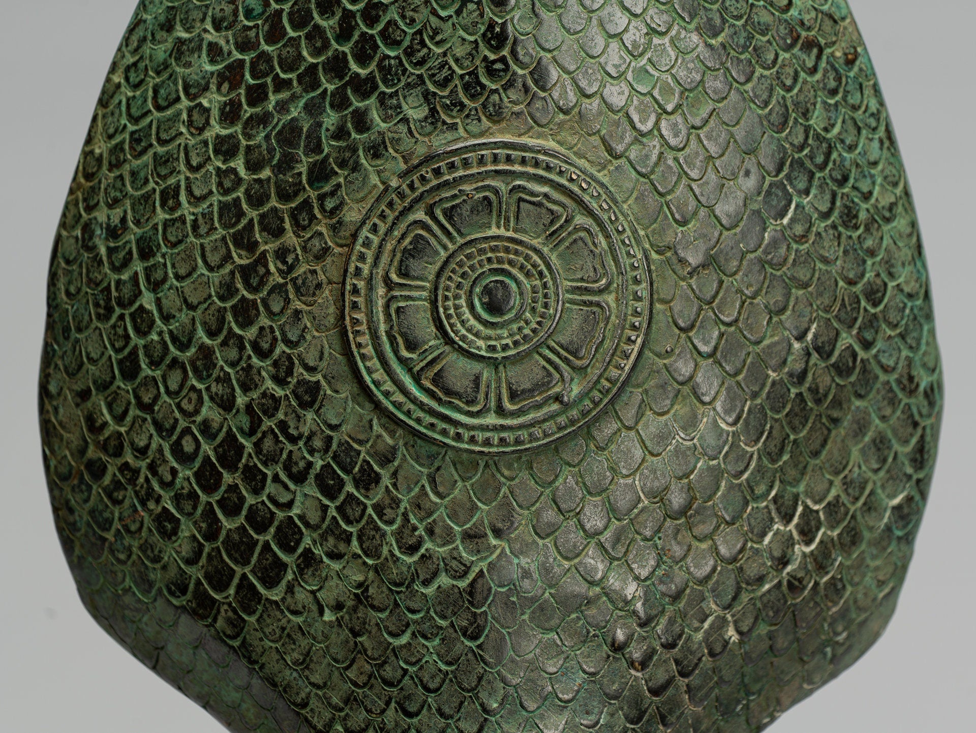 Statua Buddha - Antique Bayon in stile bayon khmer seduto in bronzo naga meditazione Buddha - 44 cm/18 "