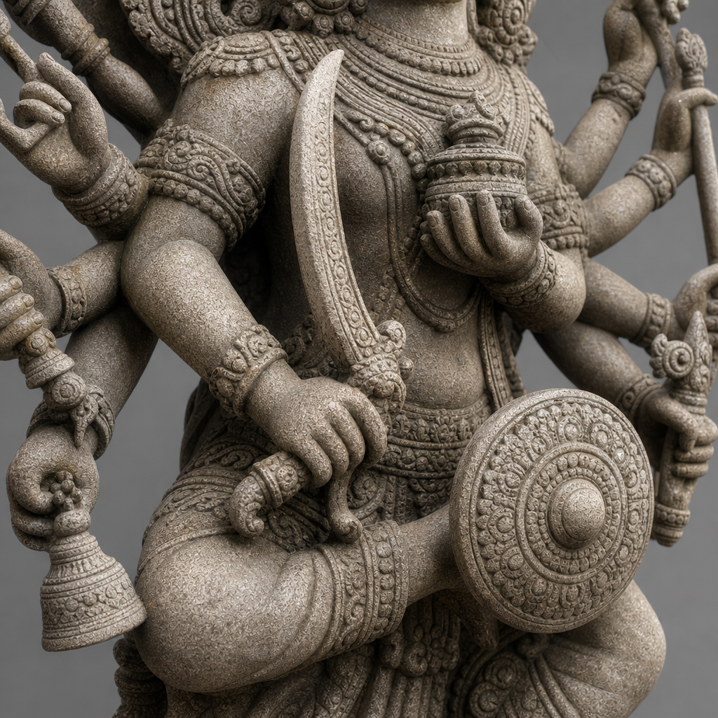 Estatua de Durga: la diosa guerrera y sus ocho brazos