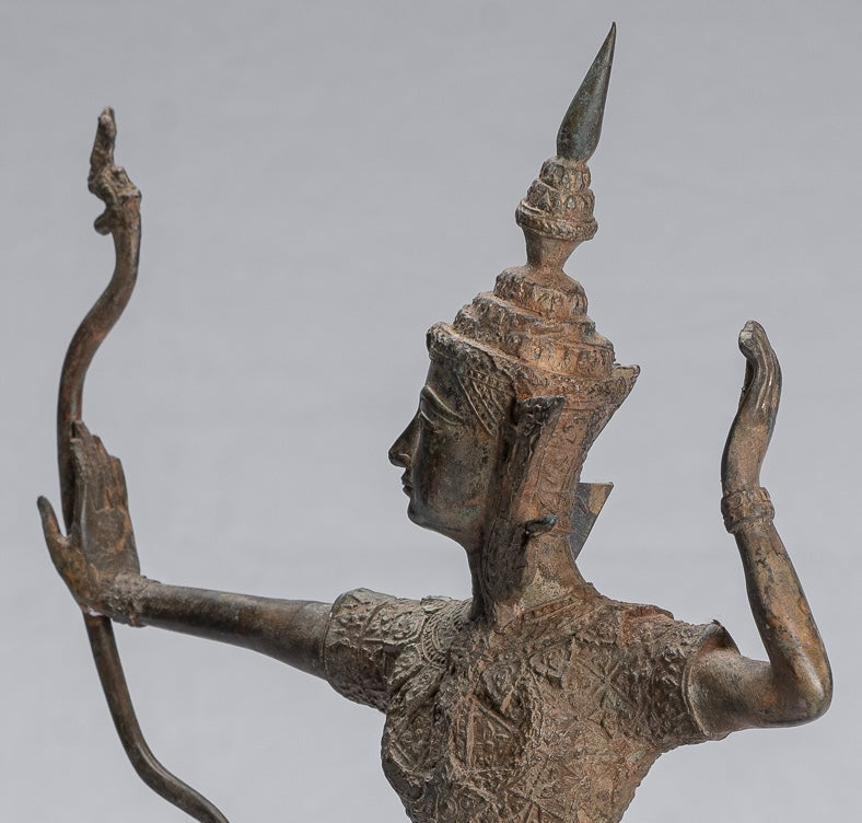 Rama Statue - Antique Thai Style Bronze Thai Rama - Avatar of Vishnu - 37cm/15"
