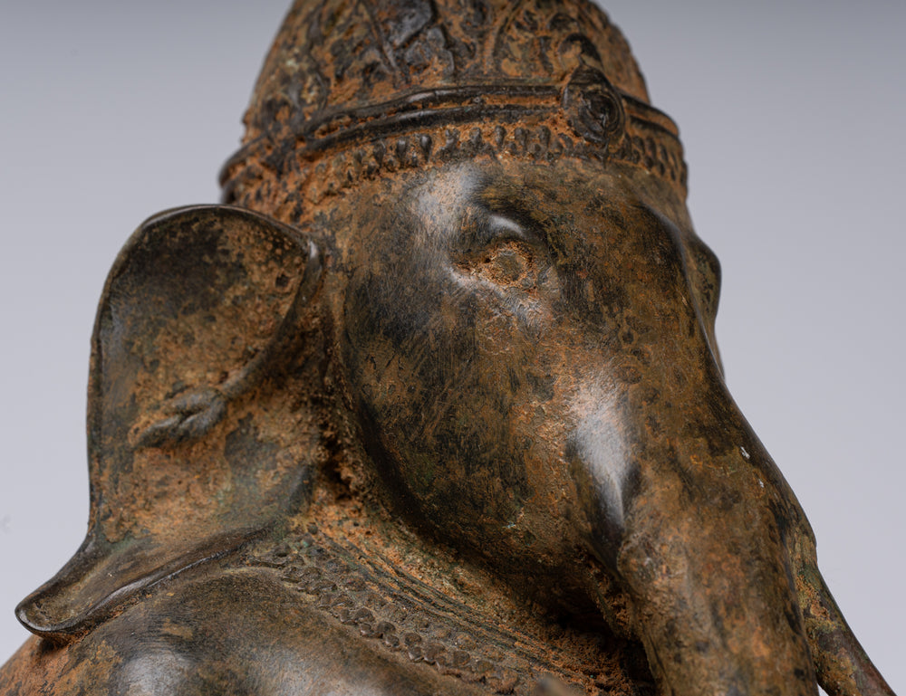 Estatua de Ganesha - Estatua de Ganesh de pie de bronce estilo Chola antiguo - 62 cm/25"