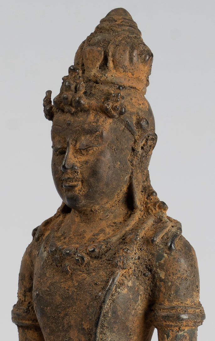 Vishnu - Antique Java Style Majapahit Standing Bronze Vishnu Statue - 29cm/11"
